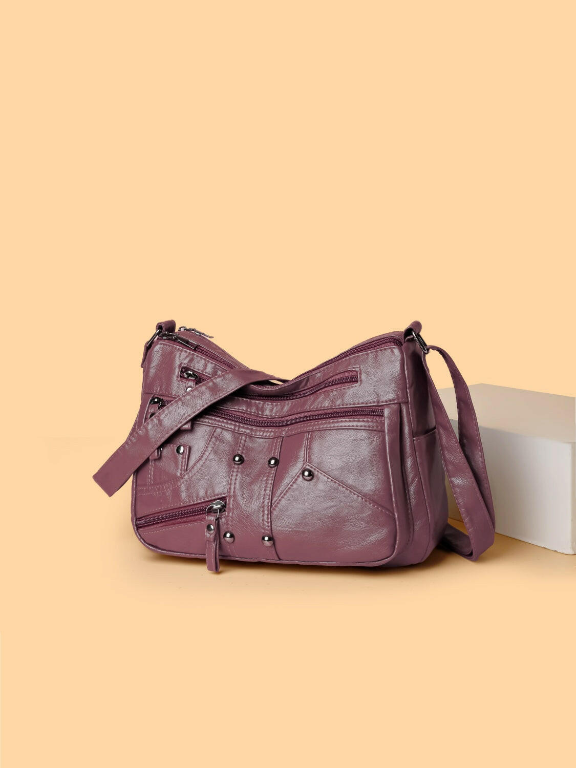 PU Leather Adjustable Strap Shoulder Bag.