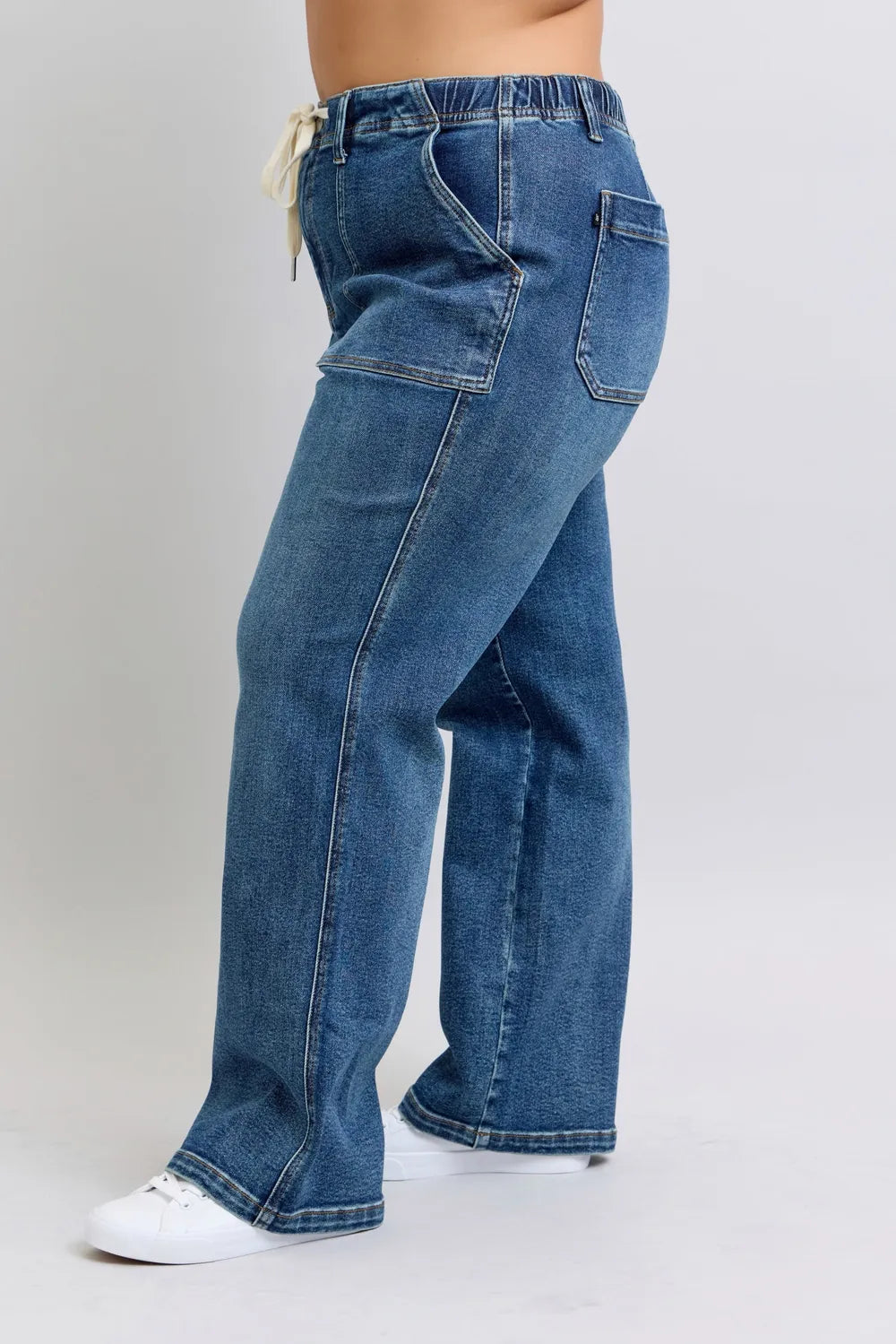 Judy Blue Plus Size High Waist Drawstring Wide Leg Jeans - Premium Women / Jeans & Denim from Trendsi - Just $72.99! Shop now at Handbags Specialist Headquarter