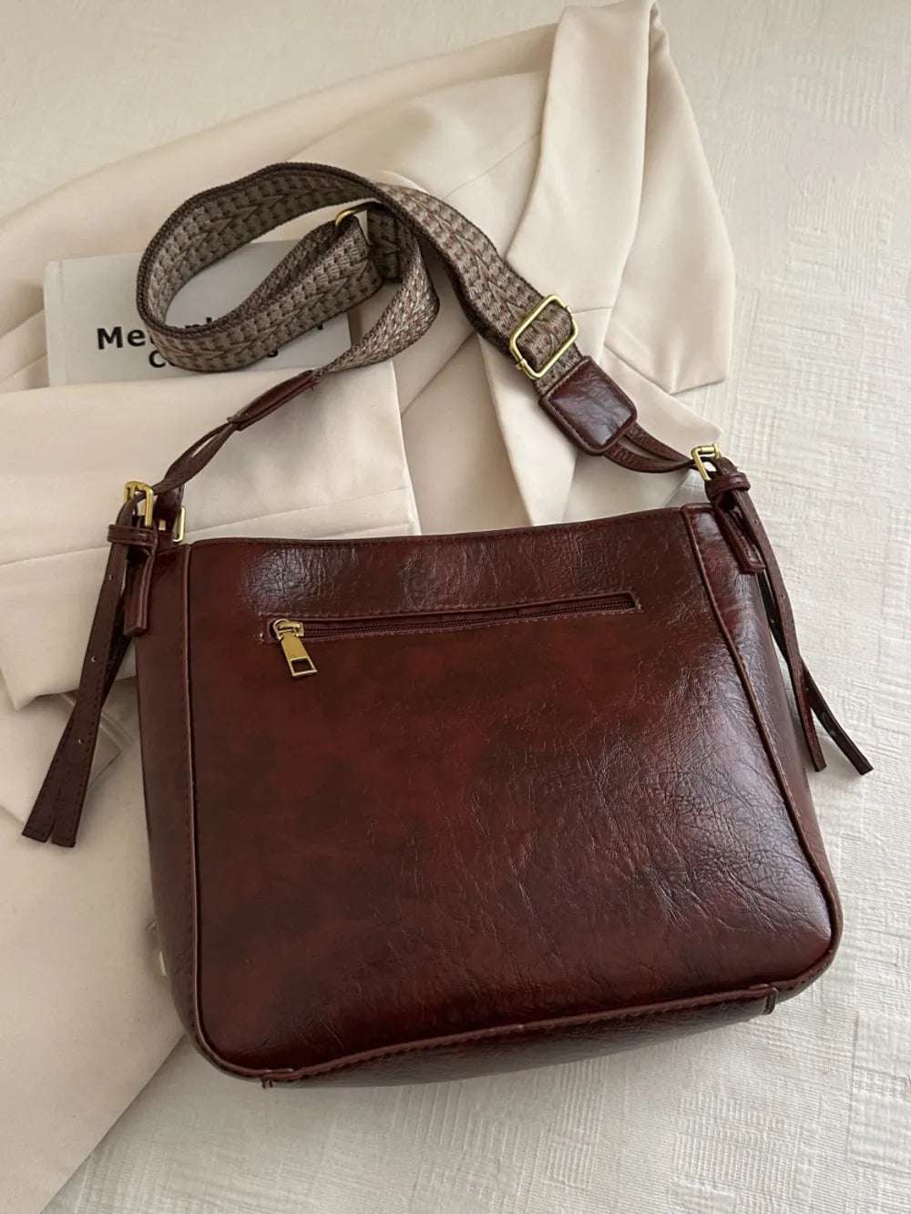 PU Leather Adjustable Strap Crossbody Bag with Pouch - Premium Crossbody Bag from Trendsi - Just $31.99! Shop now at Handbags Specialist Headquarter