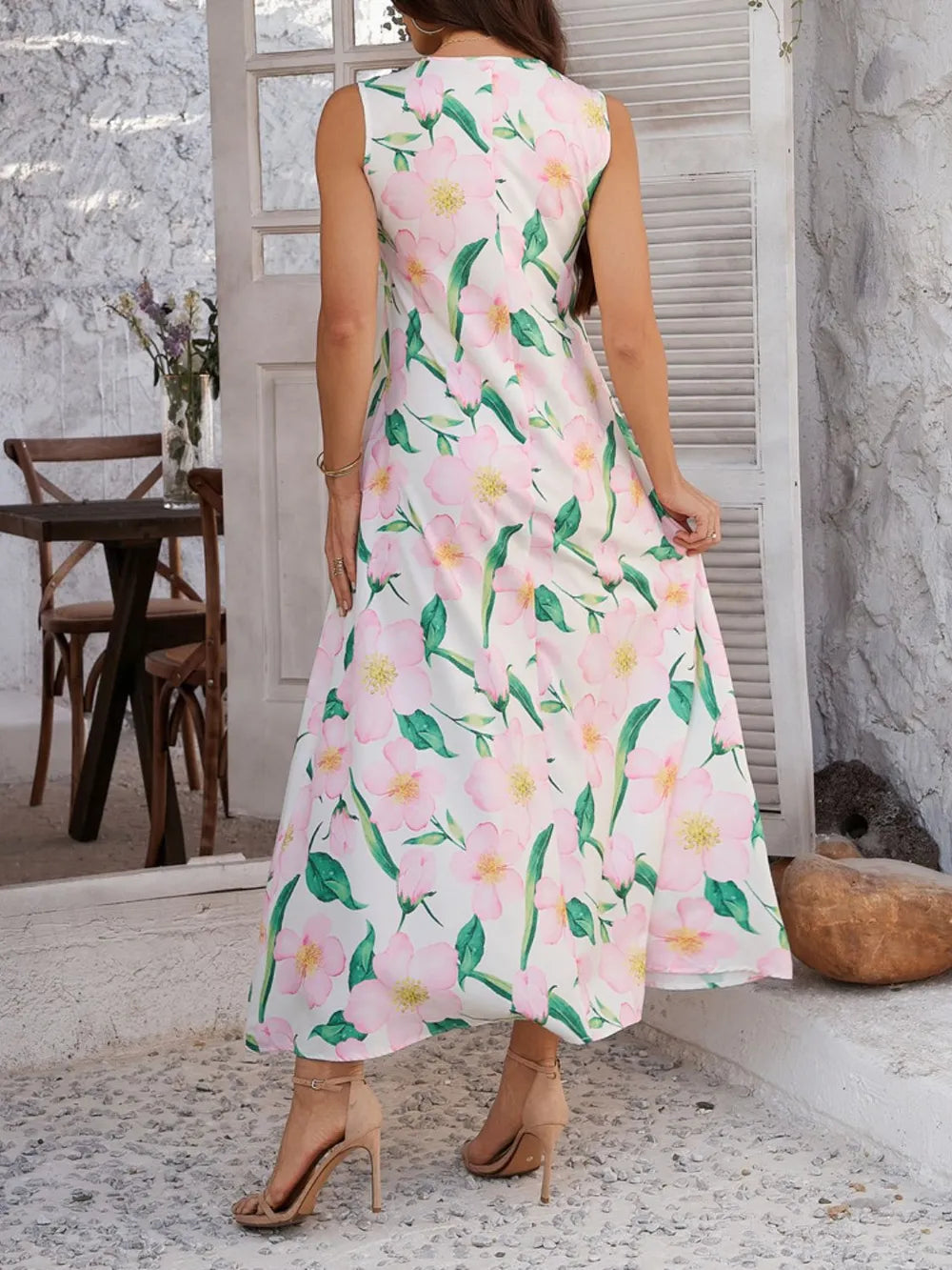 Devine Printed Sleeveless Maxi Dress - Premium Maxi Dress from Trendsi - Just $28.99! Shop now at Handbags Specialist Headquarter