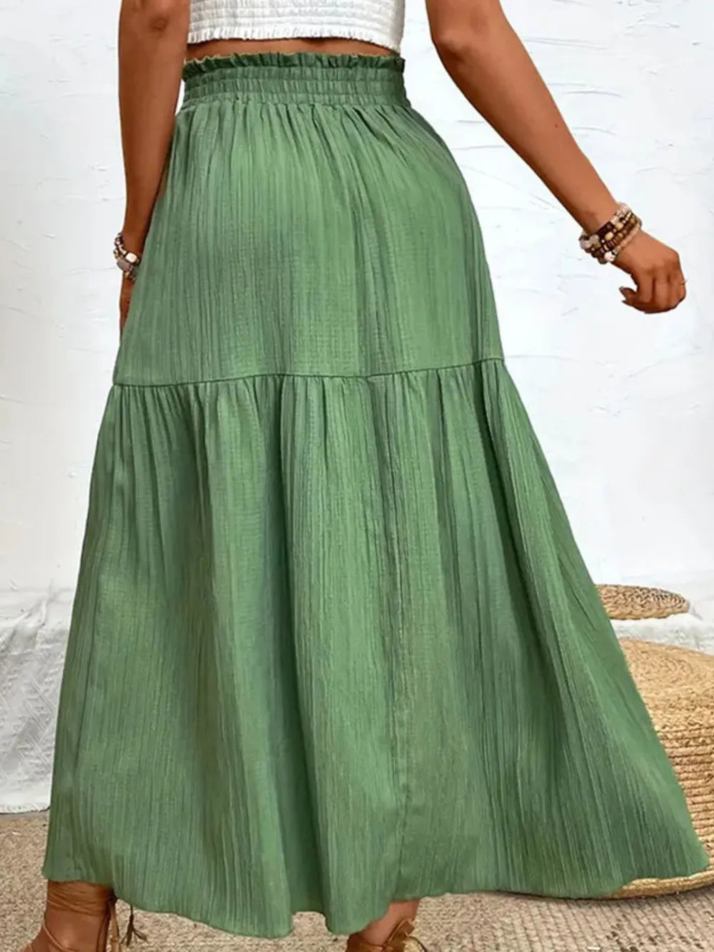 Frill Slit Skirt - Premium Skirts from Trendsi - Just $26.99! Shop now at Handbags Specialist Headquarter