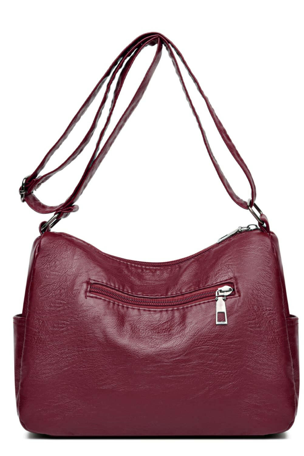 Multi-Pocket PU Leather Crossbody Bag.