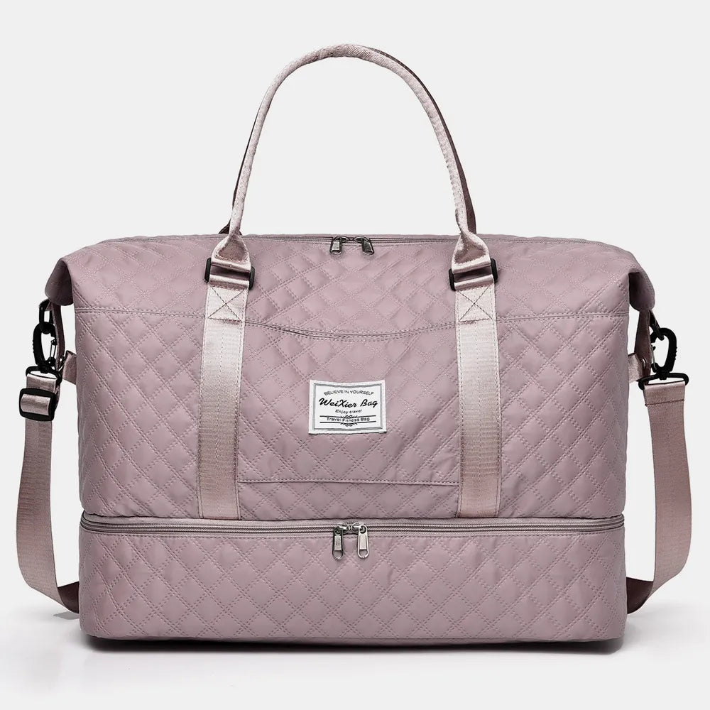 Diamond Grid Oxford Cloth Oversize Travel Bag - Premium travel-bag from Trendsi - Just $44.99! Shop now at Handbags Specialist Headquarter