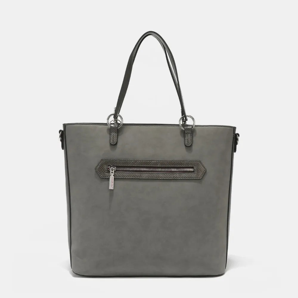 Nicole Lee USA Metallic Stitching Embroidery Inlaid Rhinestone Tote Bag - Premium Tote Bag from Trendsi - Just $64.99! Shop now at Handbags Specialist Headquarter