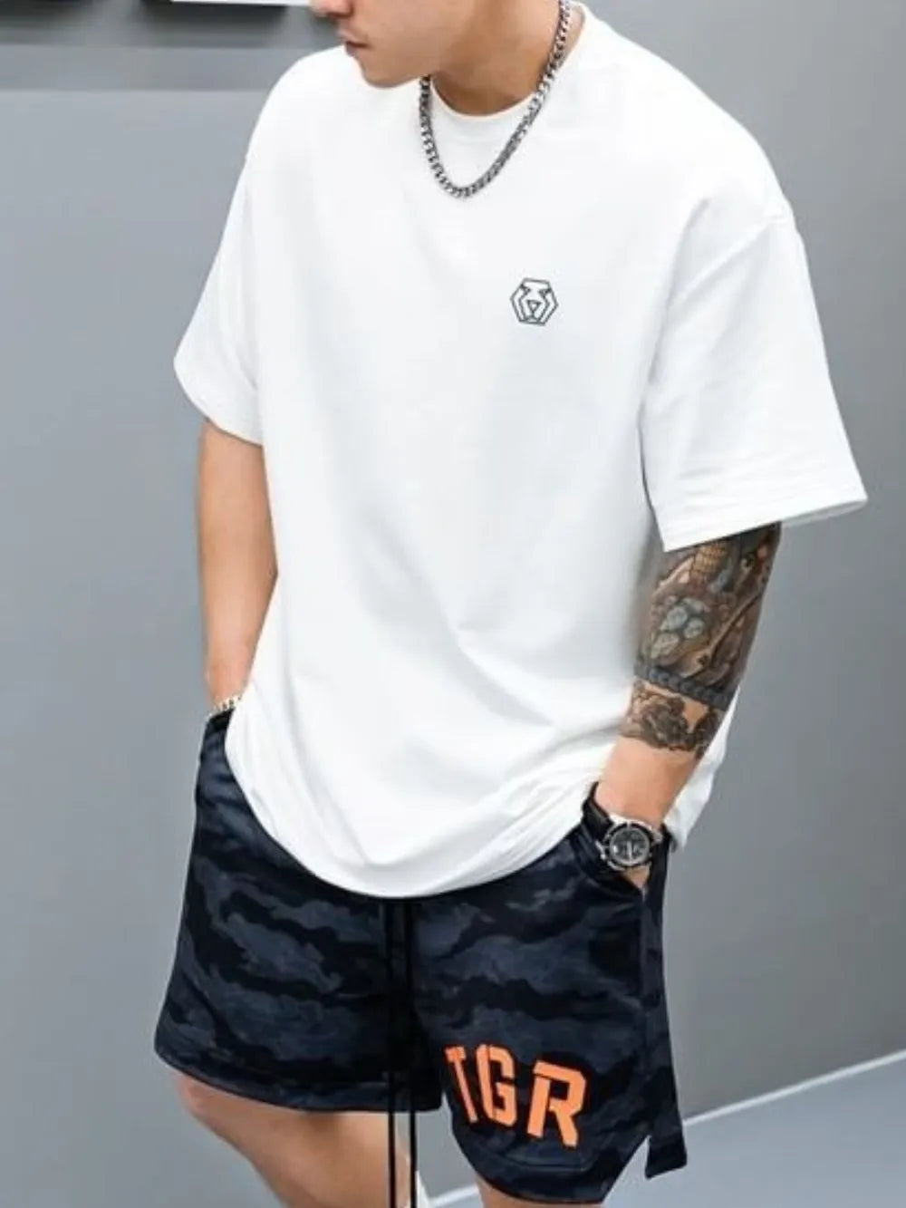 Men's Plus Size Round Neck Half Sleeve T-Shirt - Premium Men's T Shirt from Trendsi - Just $22.84! Shop now at Handbags Specialist Headquarter