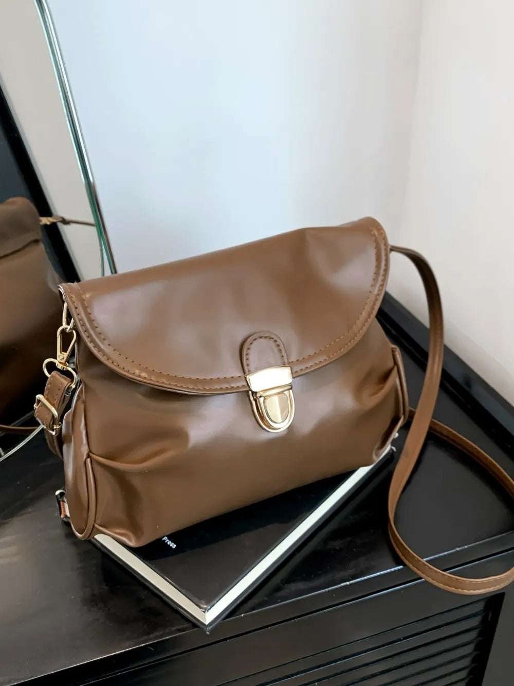 PU Leather Adjustable Strap Crossbody Bag - Premium Crossbody Bag from Trendsi - Just $18.99! Shop now at Handbags Specialist Headquarter