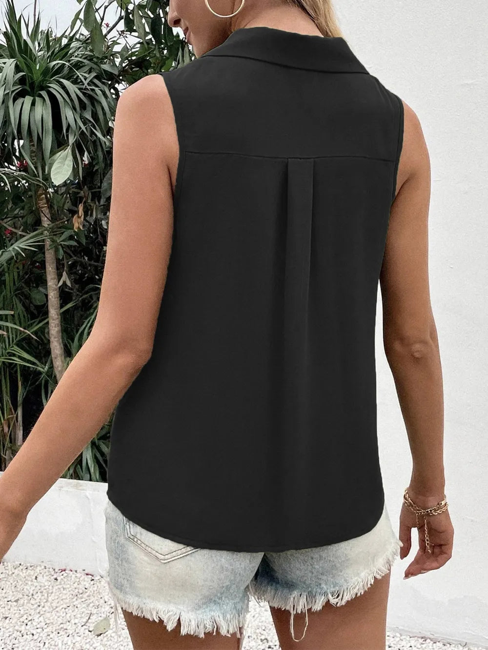 Full Size Johnny Collar Button Down Tank Plus Size - Premium Dresses from Trendsi - Just $20.99! Shop now at Handbags Specialist Headquarter