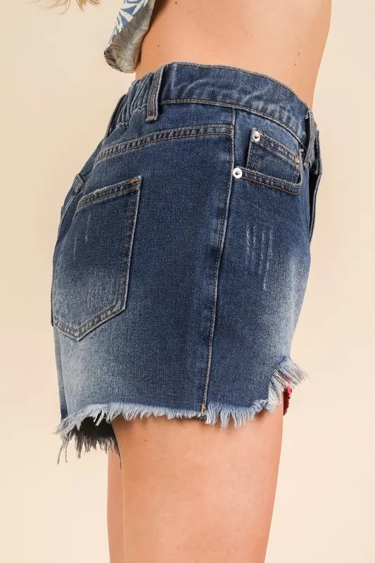 VERY J Raw Hem Pocketed Contrast Washed Denim Shorts - Premium Women / Jeans & Denim from Trendsi - Just $37.78! Shop now at Handbags Specialist Headquarter