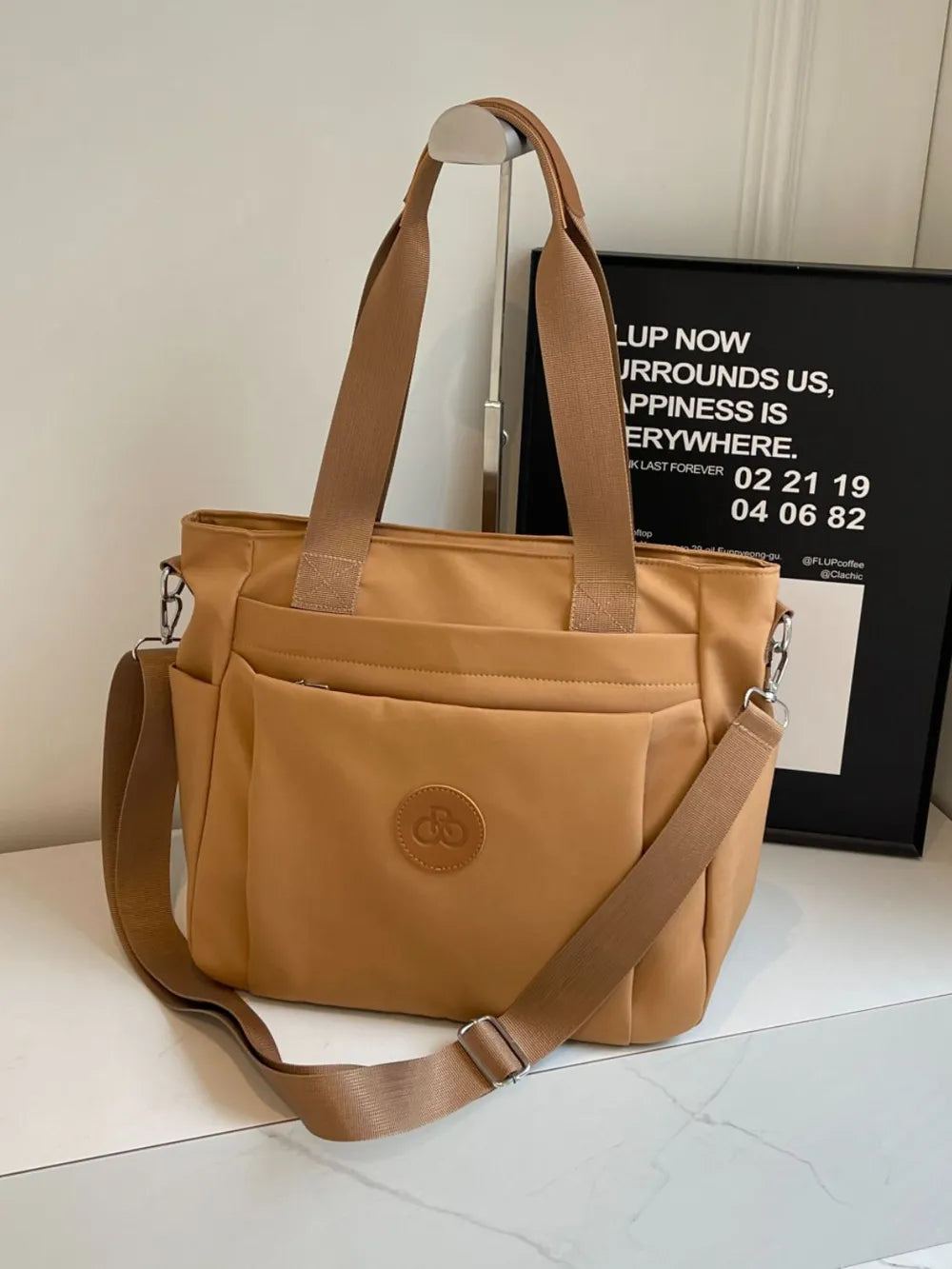Nylon Solid Color Tote Bag - Premium Tote Bag from Trendsi - Just $31.99! Shop now at Handbags Specialist Headquarter