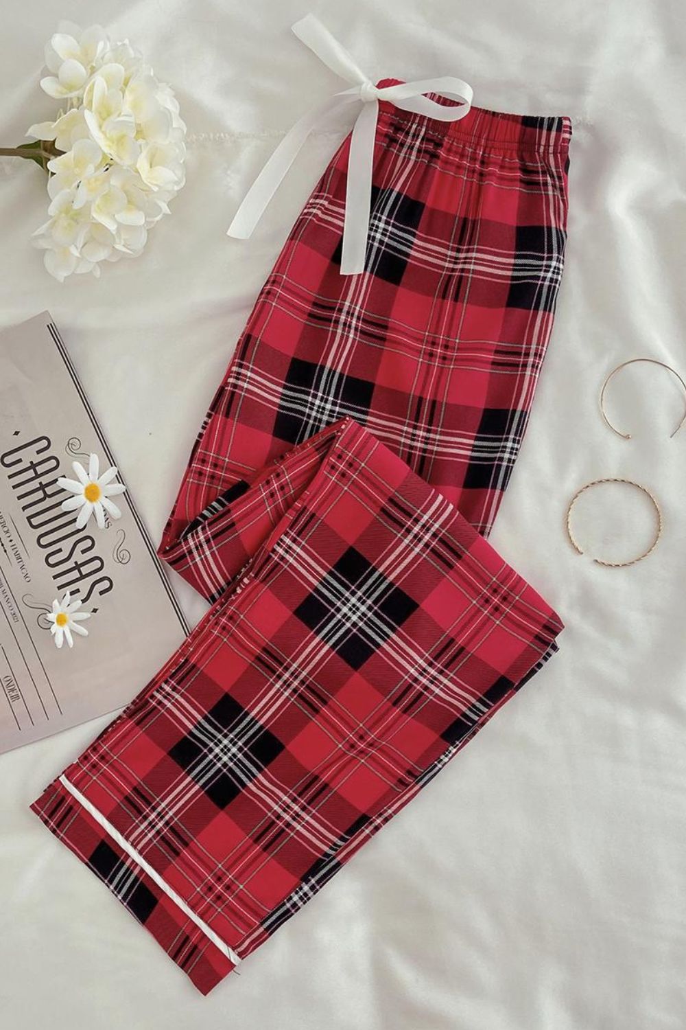 Plaid Tied Loungewear Pants - Premium from Trendsi - Just $29.99! Shop now at Handbags Specialist Headquarter