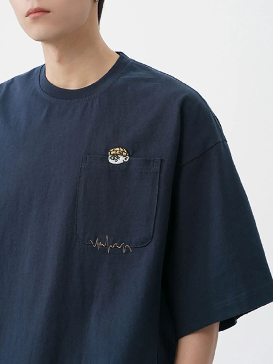 Men's Plus Size Round Neck Embroidered T-Shirt - Premium Men's T-Shirt from Trendsi - Just $30.99! Shop now at Handbags Specialist Headquarter