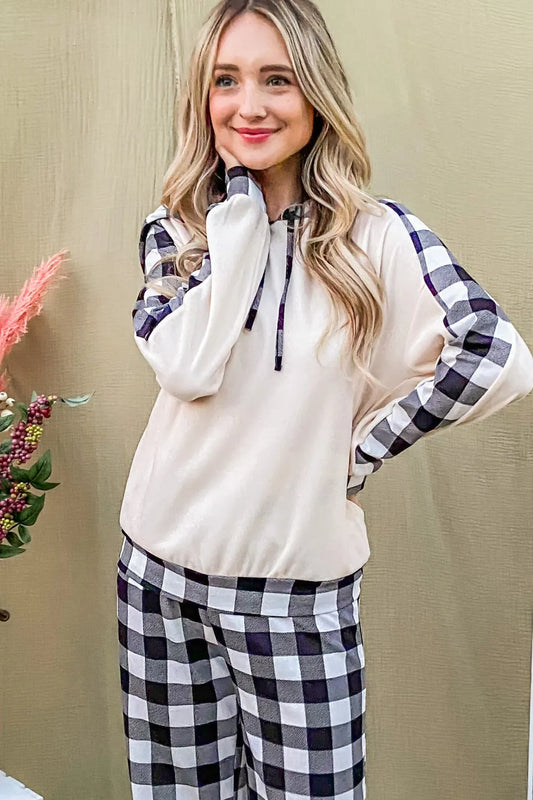 And The Why Drawstring Hooded Top and Plaid Pants Lounge Set - Premium Sleepwear from Trendsi - Just $53.99! Shop now at Handbags Specialist Headquarter