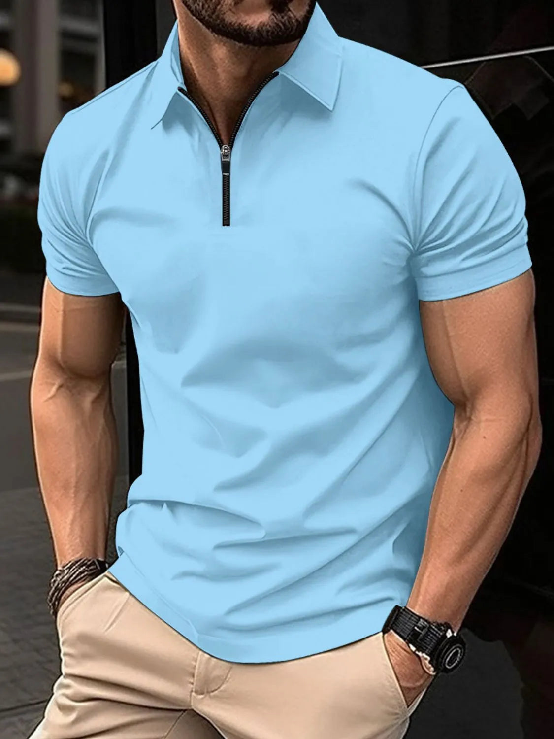 Men's Full Size Collared Neck Short Sleeve Polo Plus Size - Premium Men's Shirts from Trendsi - Just $32.22! Shop now at Handbags Specialist Headquarter