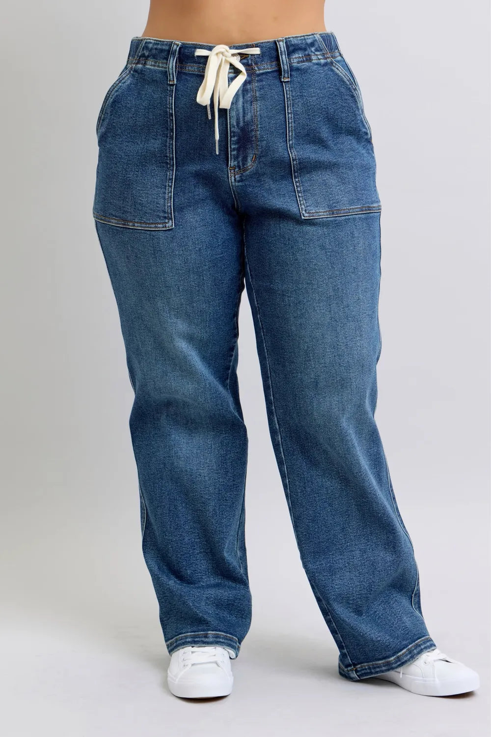 Judy Blue Plus Size High Waist Drawstring Wide Leg Jeans - Premium Women / Jeans & Denim from Trendsi - Just $72.99! Shop now at Handbags Specialist Headquarter