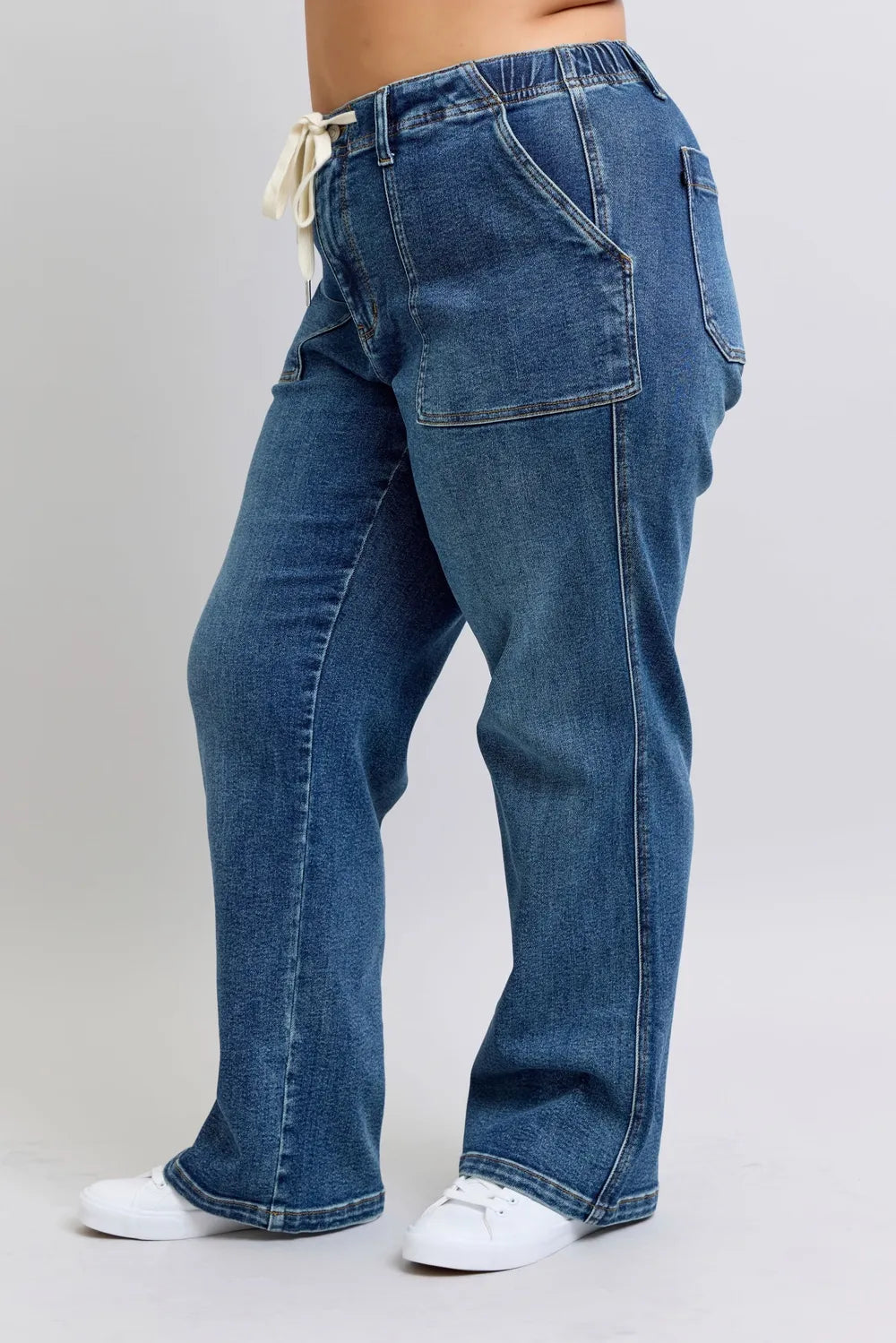 Judy Blue Plus Size High Waist Drawstring Wide Leg Jeans - Premium Women / Jeans & Denim from Trendsi - Just $72.99! Shop now at Handbags Specialist Headquarter