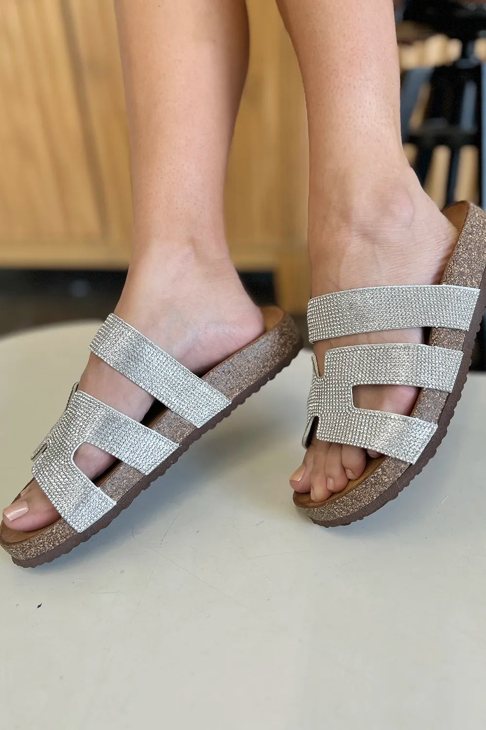 Forever Link Rhinestone Open Toe Sandals - Premium Sleepwear from Trendsi - Just $26.99! Shop now at Handbags Specialist Headquarter