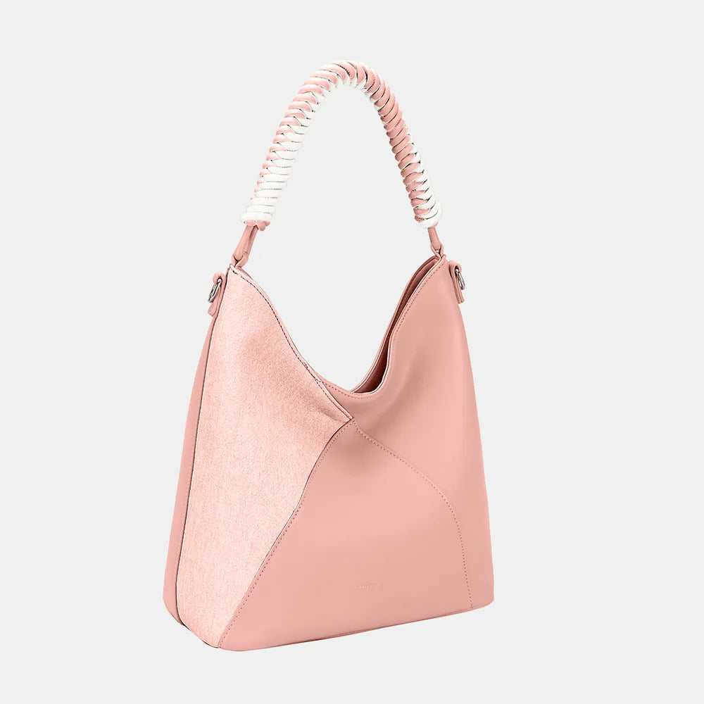 David Jones Woven Handle PU Leather Handbag - Premium Tote Bag from Trendsi - Just $42.99! Shop now at Handbags Specialist Headquarter