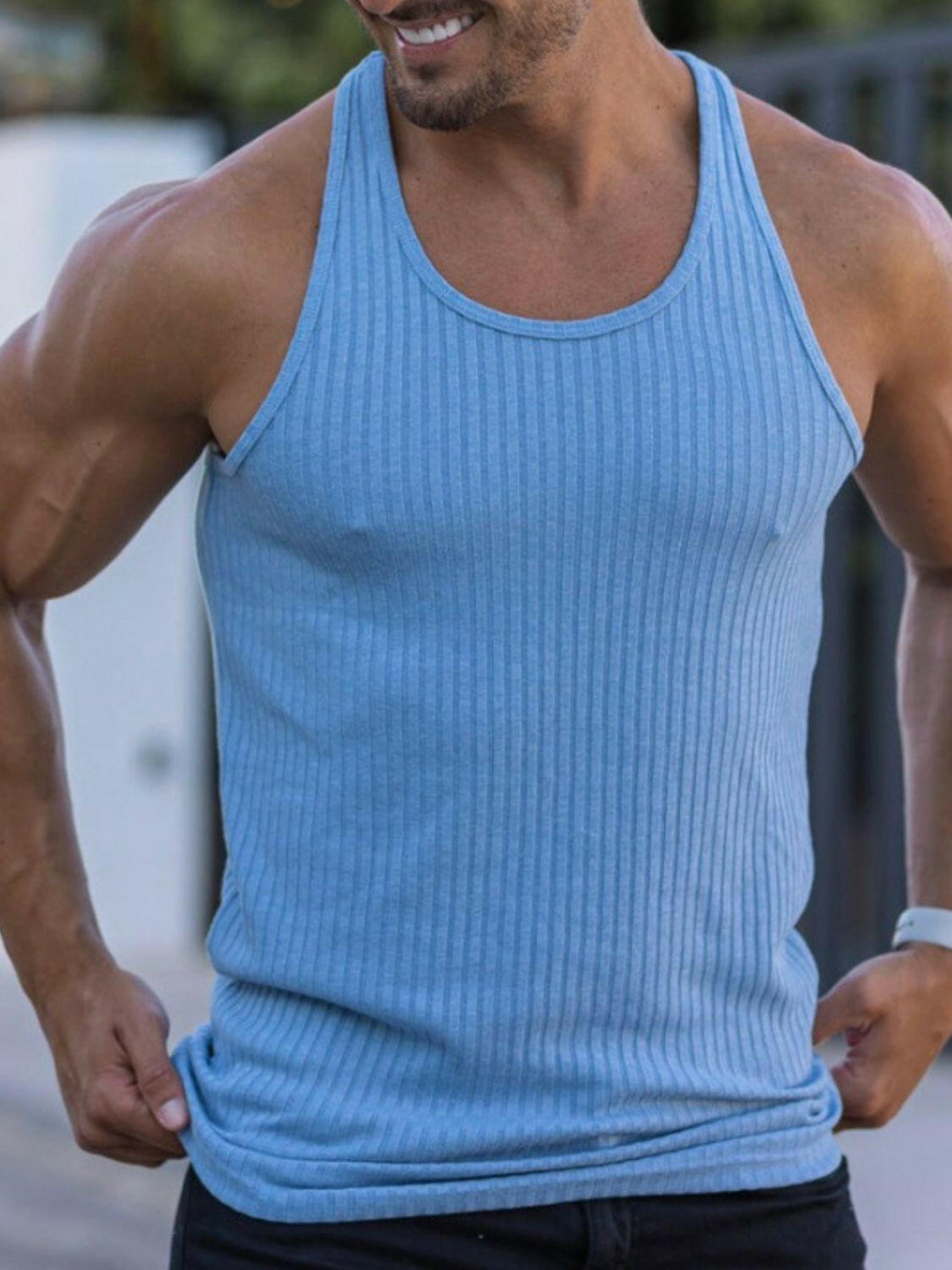 Men's Plus Size Round Neck Tank.