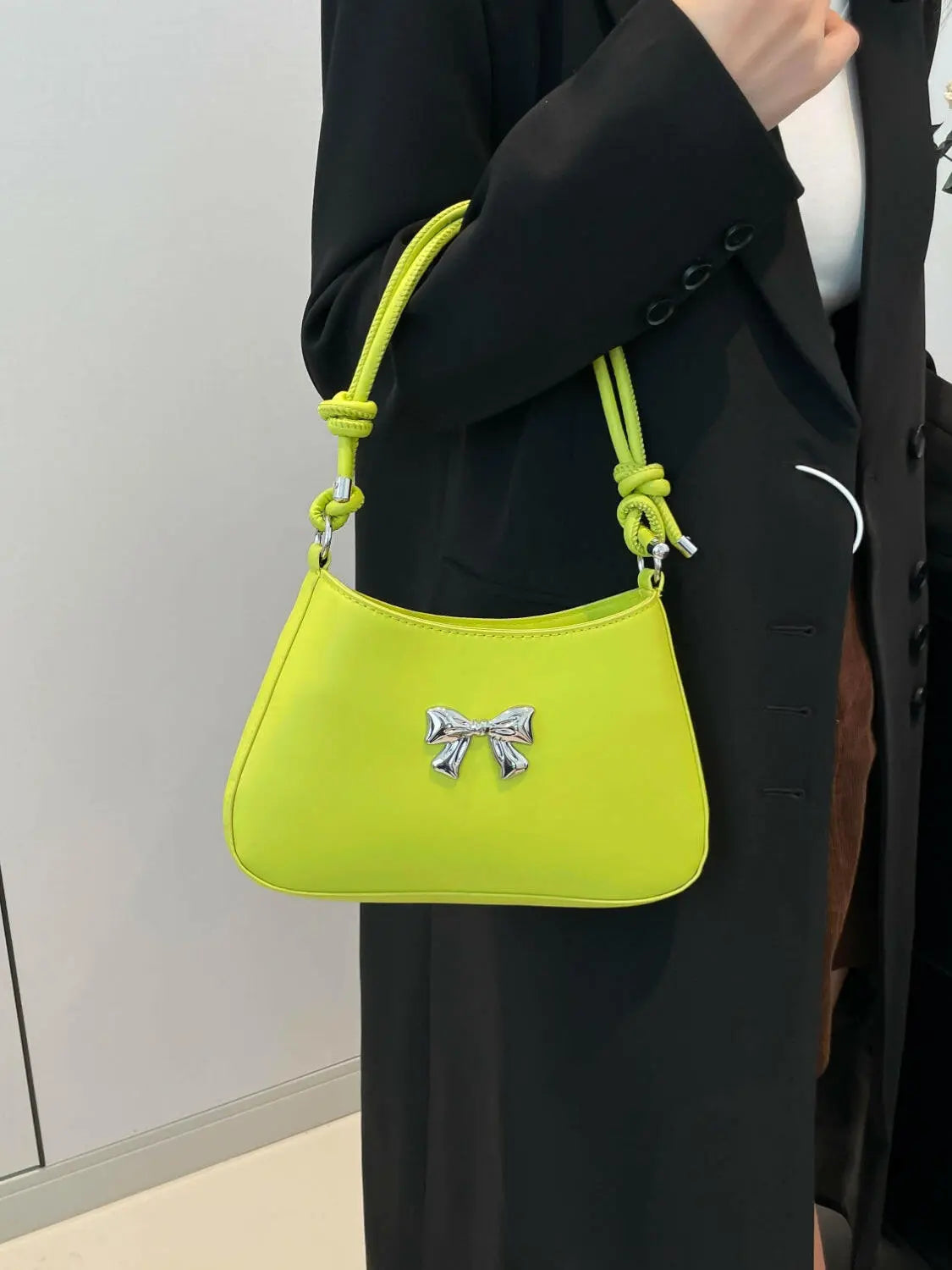 Bow PU Leather Knotted Strap Handbag - Premium Tote Bag from Trendsi - Just $20.62! Shop now at Handbags Specialist Headquarter