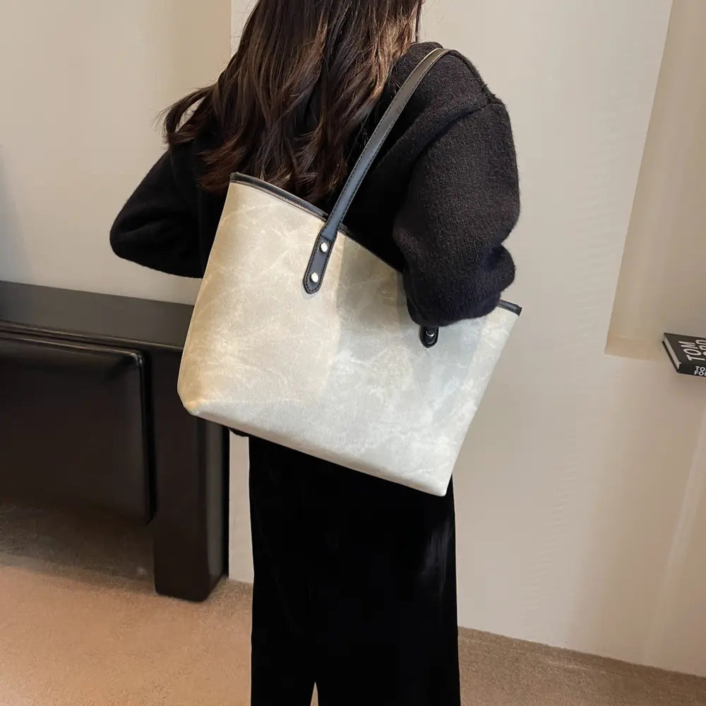 PU Leather Tote Bag - Premium Tote Bag from Trendsi - Just $32.99! Shop now at Handbags Specialist Headquarter