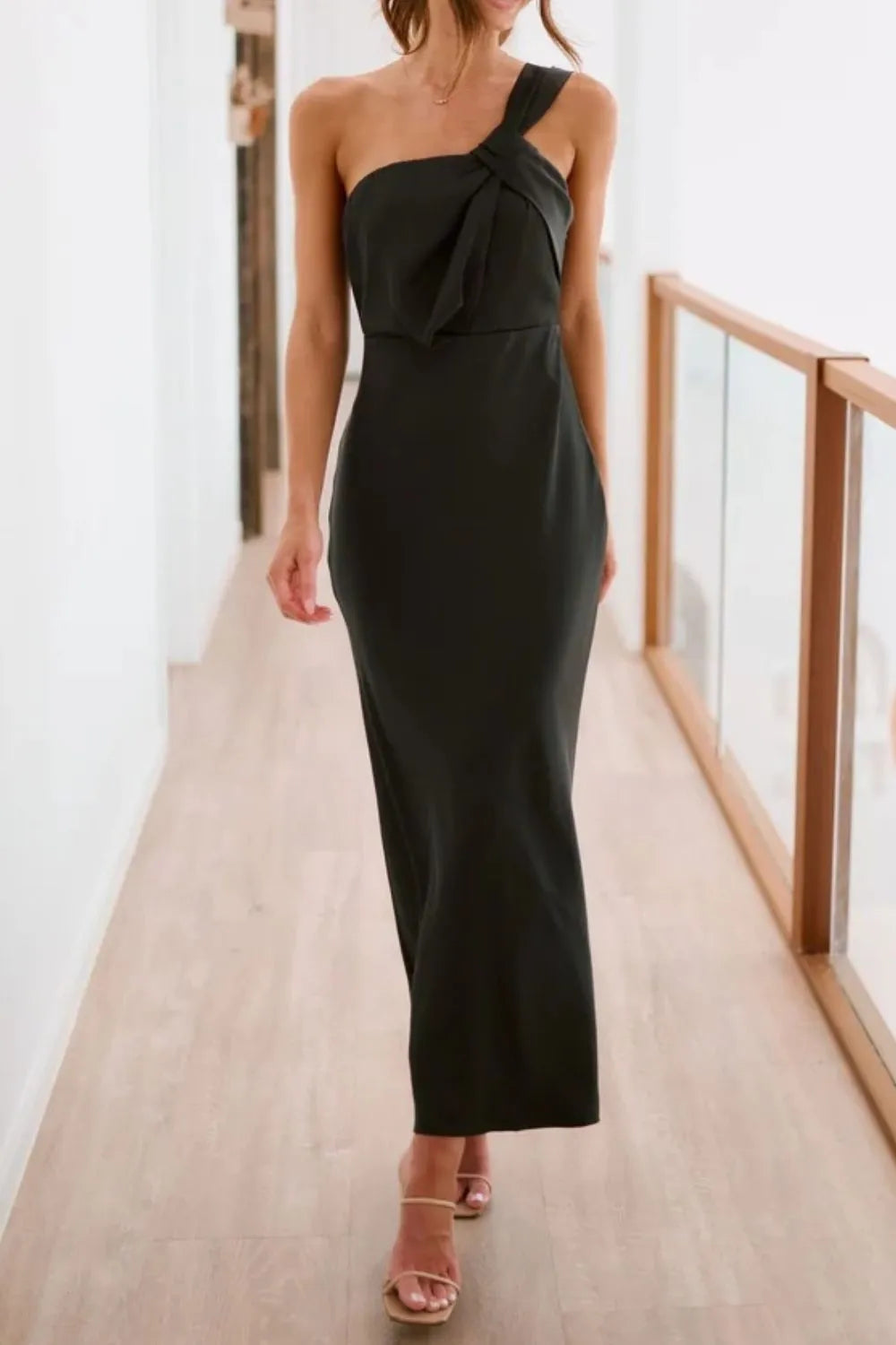 Single Shoulder Sleeveless Maxi Dress - Premium Maxi Dress from Trendsi - Just $29.99! Shop now at Handbags Specialist Headquarter