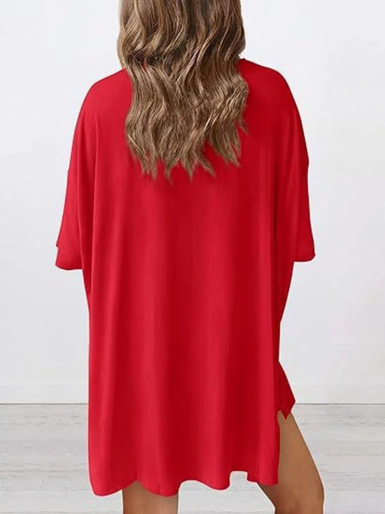 Full Size Oversized Slit Round Neck Top and Shorts Lounge Set Plus Size - Premium Sleepwear from Trendsi - Just $28.99! Shop now at Handbags Specialist Headquarter
