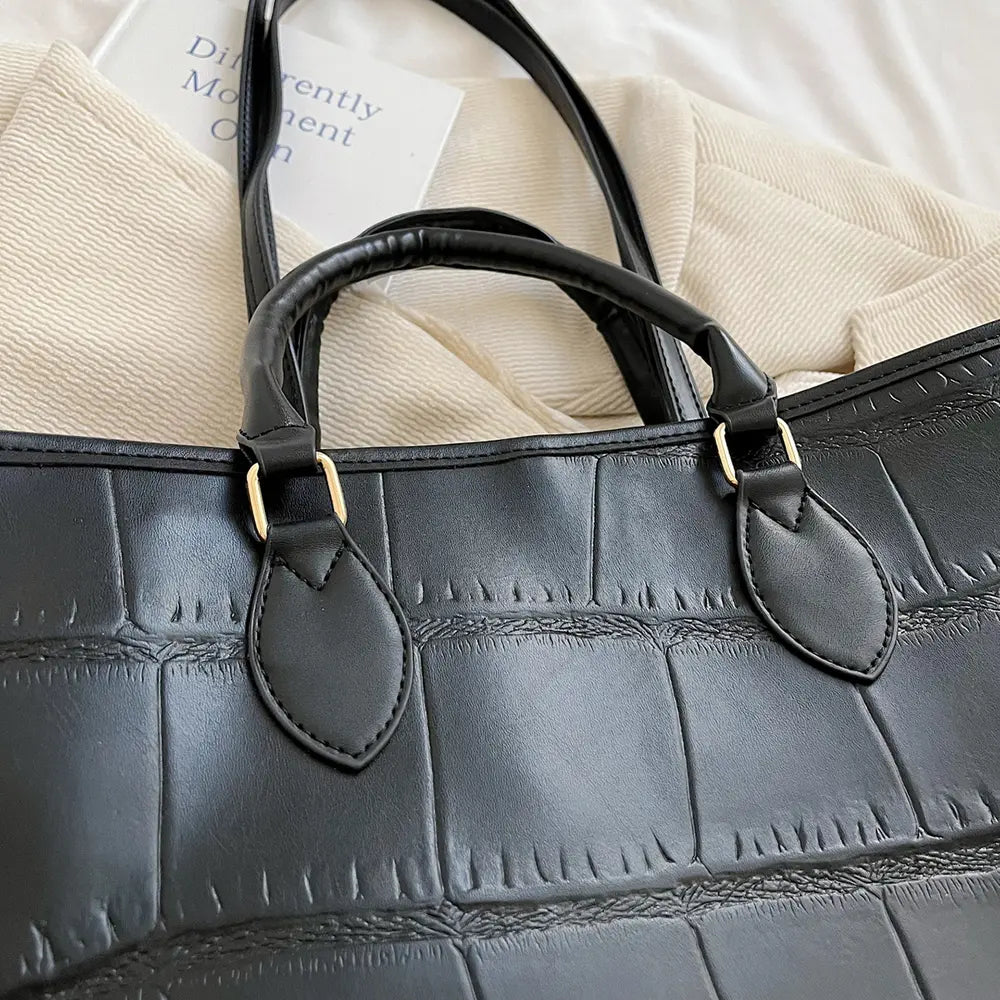 PU Leather Tote Bag - Premium Tote Bag from Trendsi - Just $44.99! Shop now at Handbags Specialist Headquarter