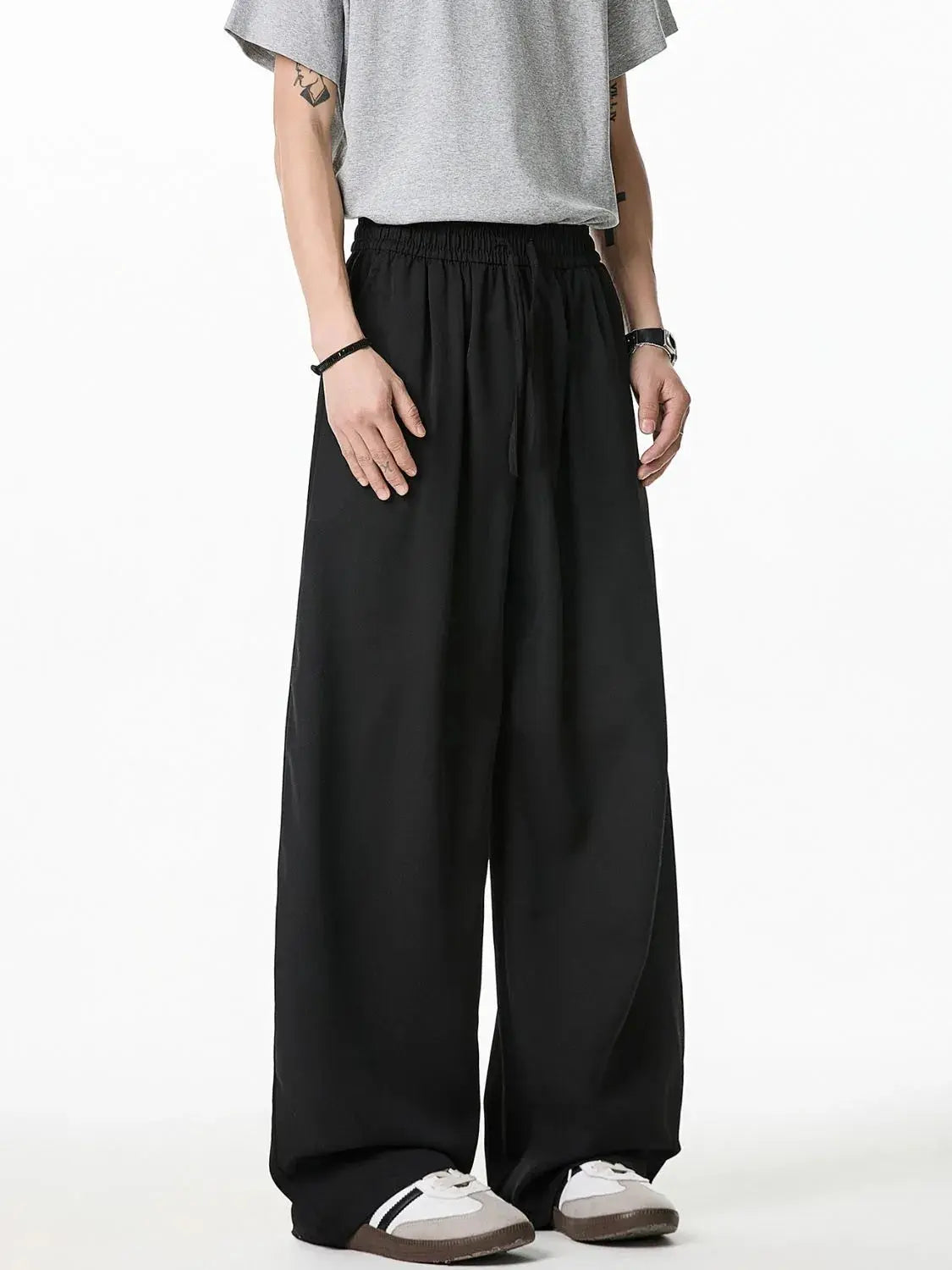 Men's Plus Size Drawstring Wide Leg Pants.