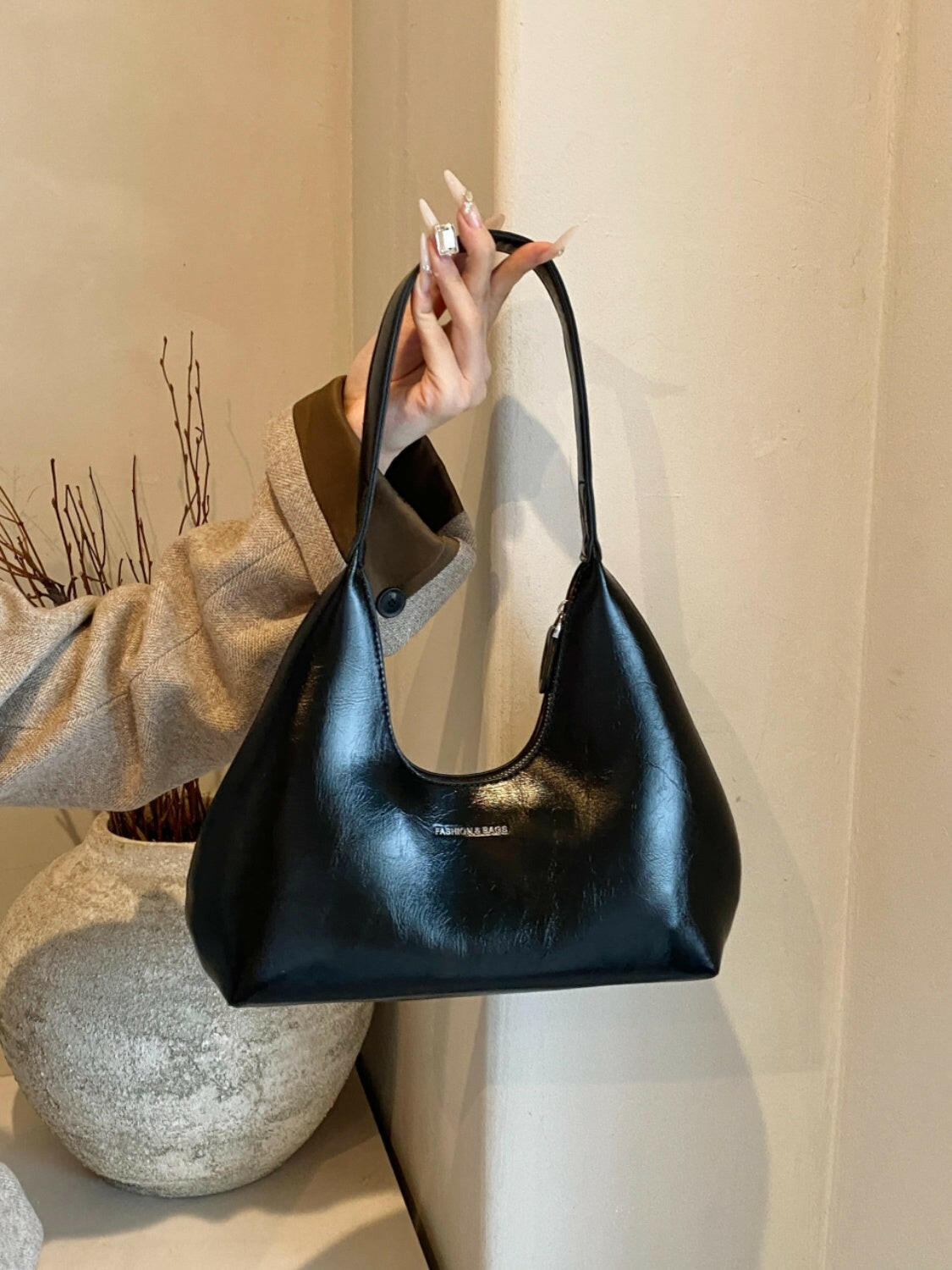PU Leather Shoulder Bag.