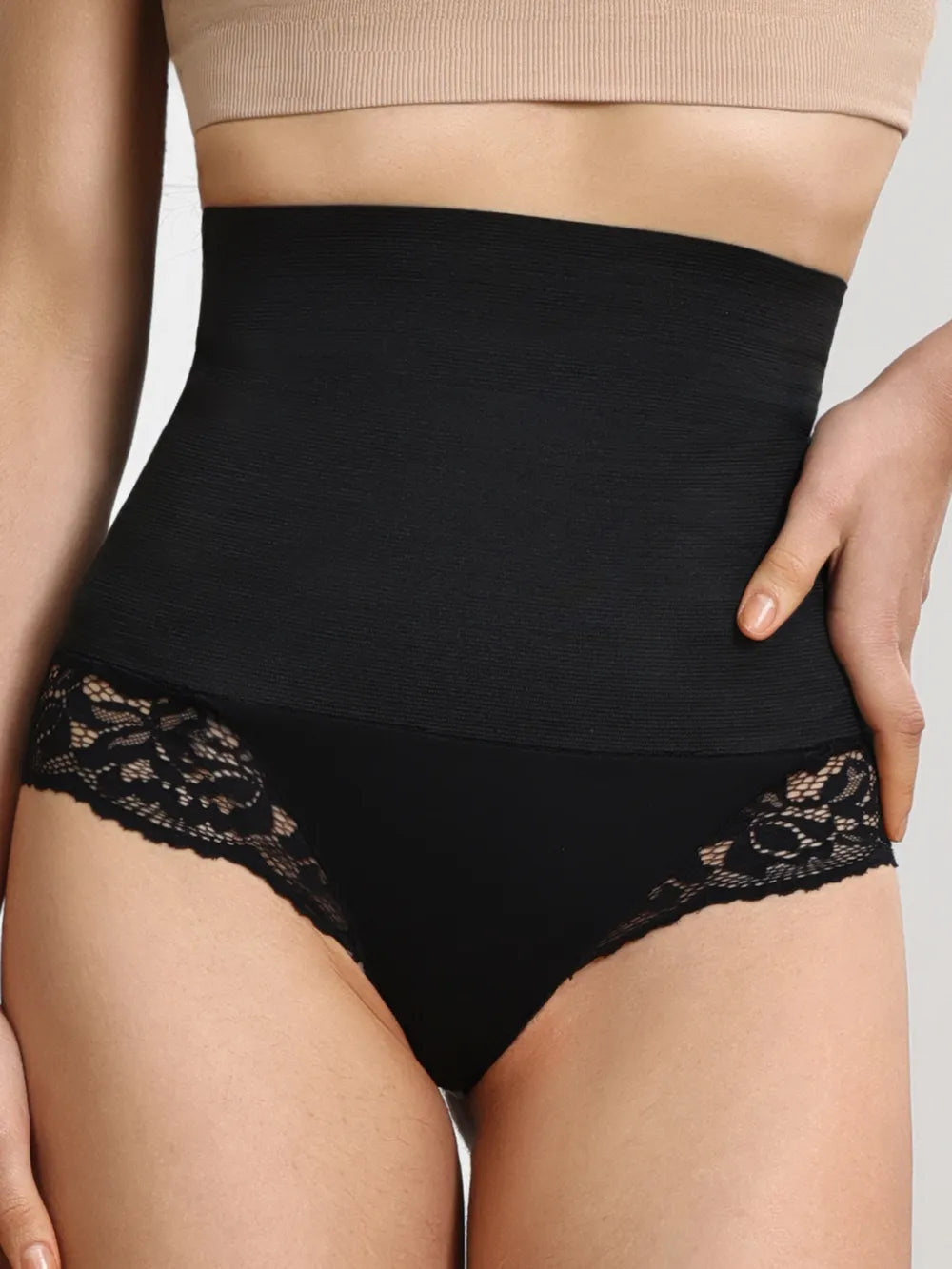 Lace Detail High Waist Shaping Panty - Premium Bottoms from Trendsi - Just $26.99! Shop now at Handbags Specialist Headquarter