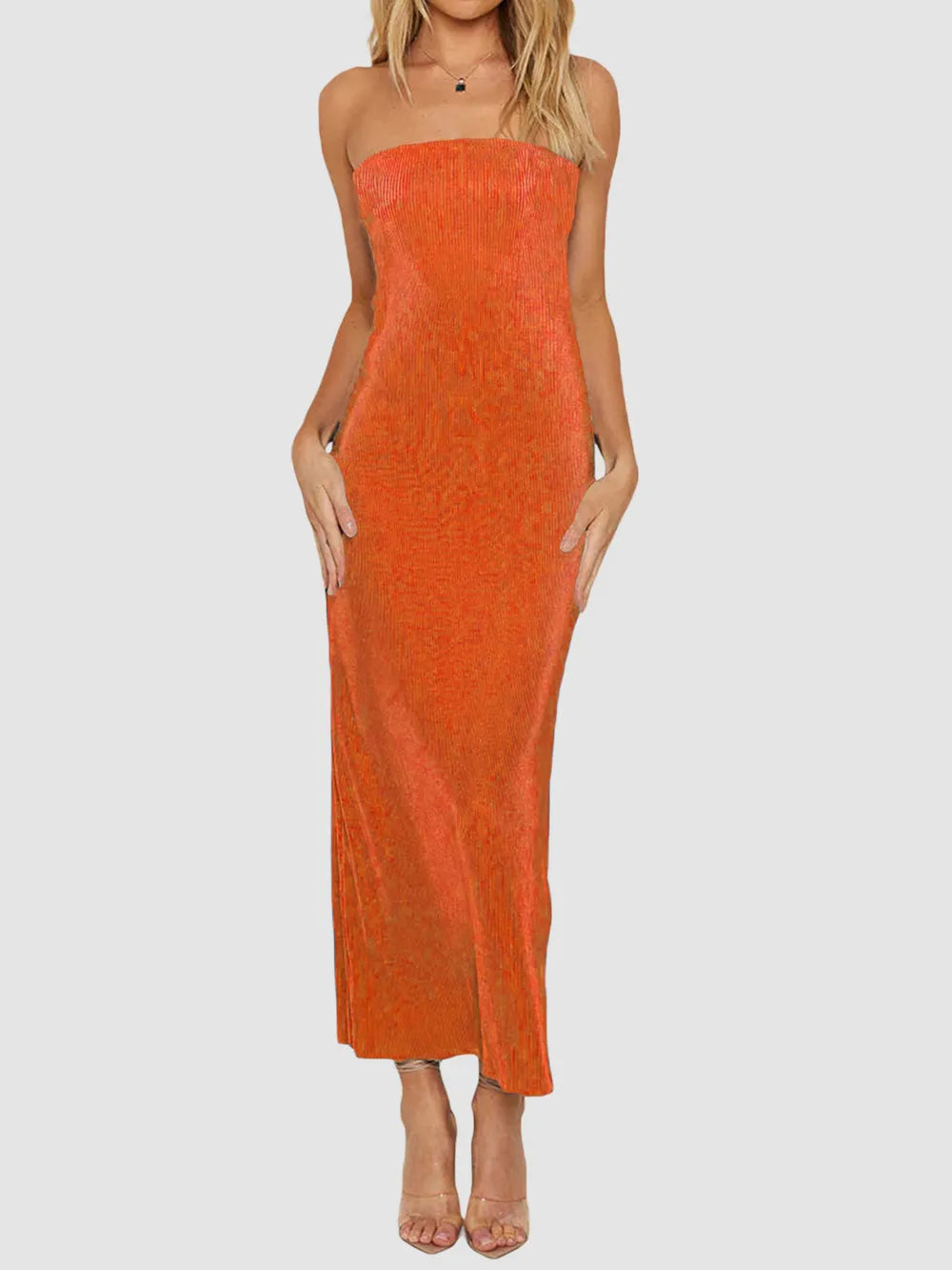 Lace-Up Back Tube Maxi Dress - Premium Maxi Dress from Trendsi - Just $29.99! Shop now at Handbags Specialist Headquarter