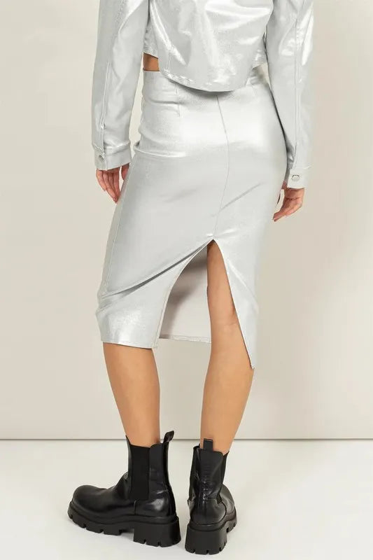 HYFVE Shimmer Midi Skirt - Premium Skirts from Trendsi - Just $31.99! Shop now at Handbags Specialist Headquarter