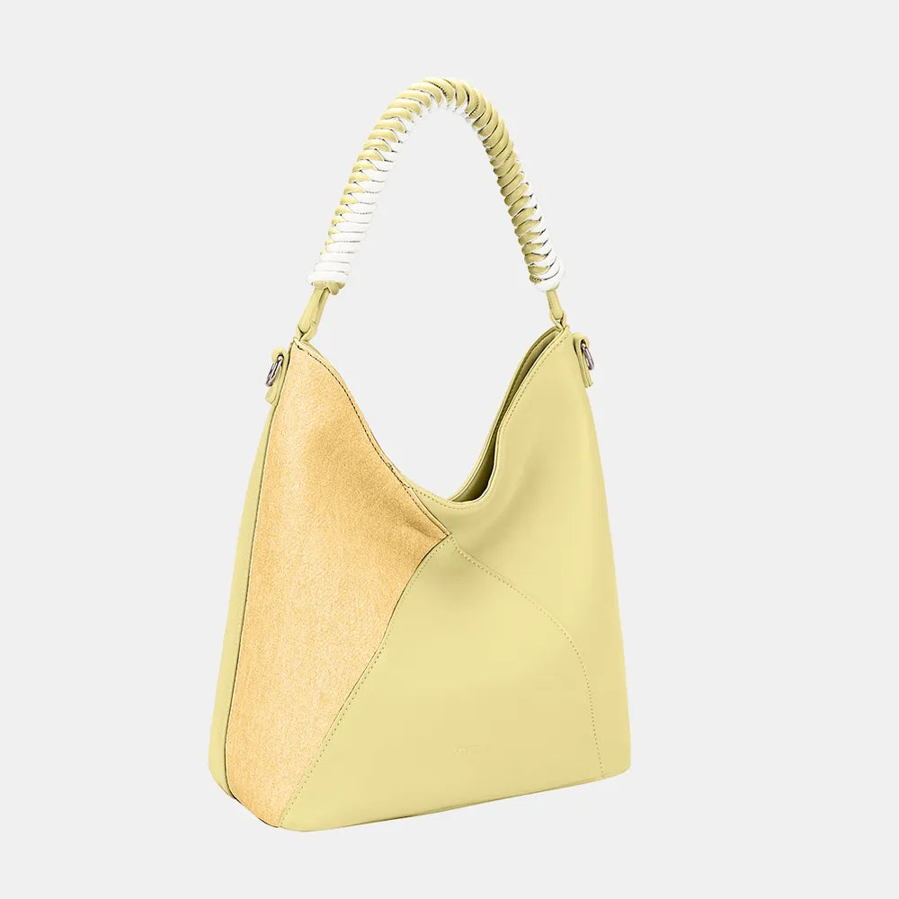 David Jones Woven Handle PU Leather Handbag - Premium Tote Bag from Trendsi - Just $42.99! Shop now at Handbags Specialist Headquarter