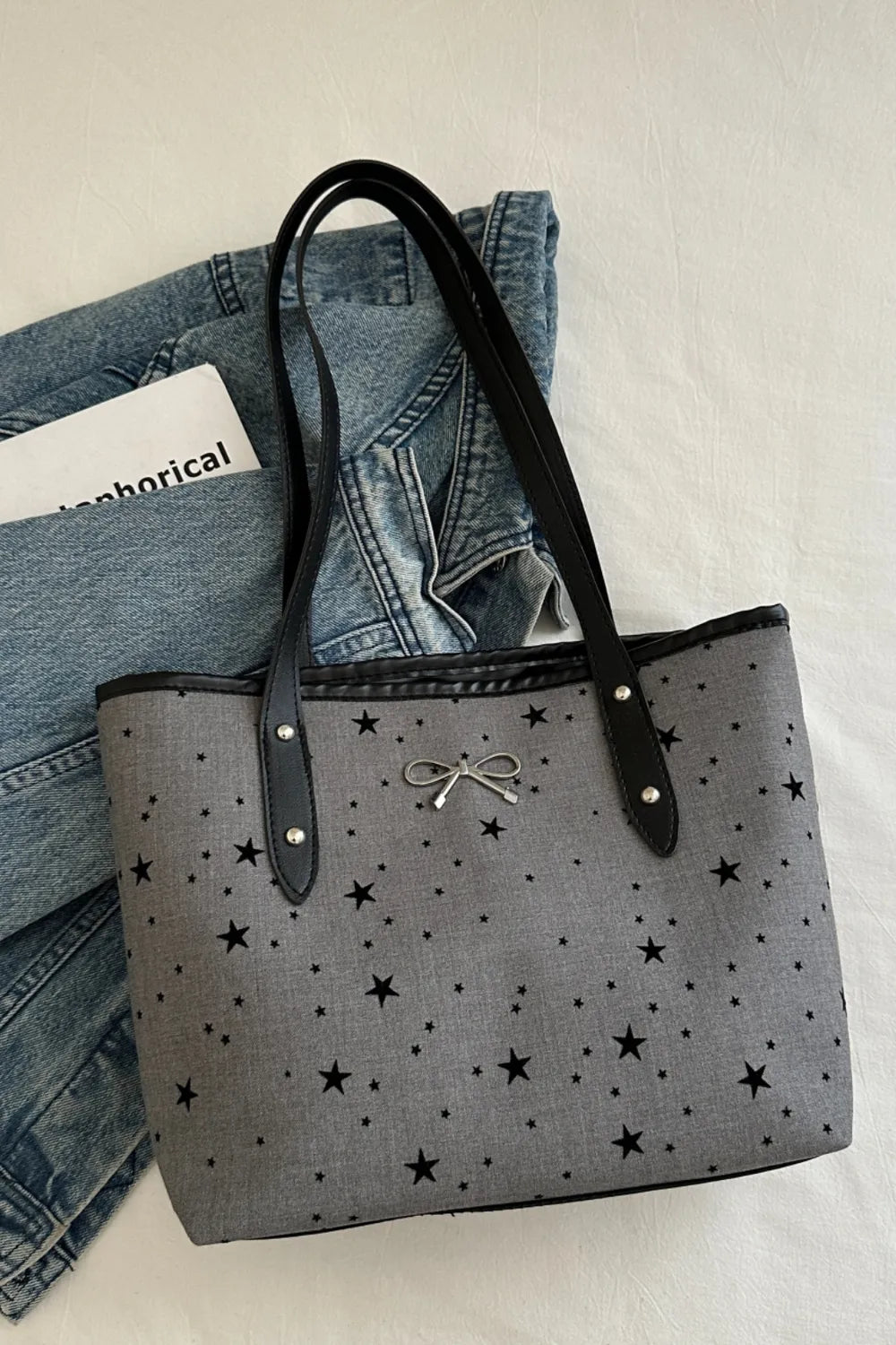 Bow Trim Polyester Tote Bag - Premium Tote Bag from Trendsi - Just $39.99! Shop now at Handbags Specialist Headquarter