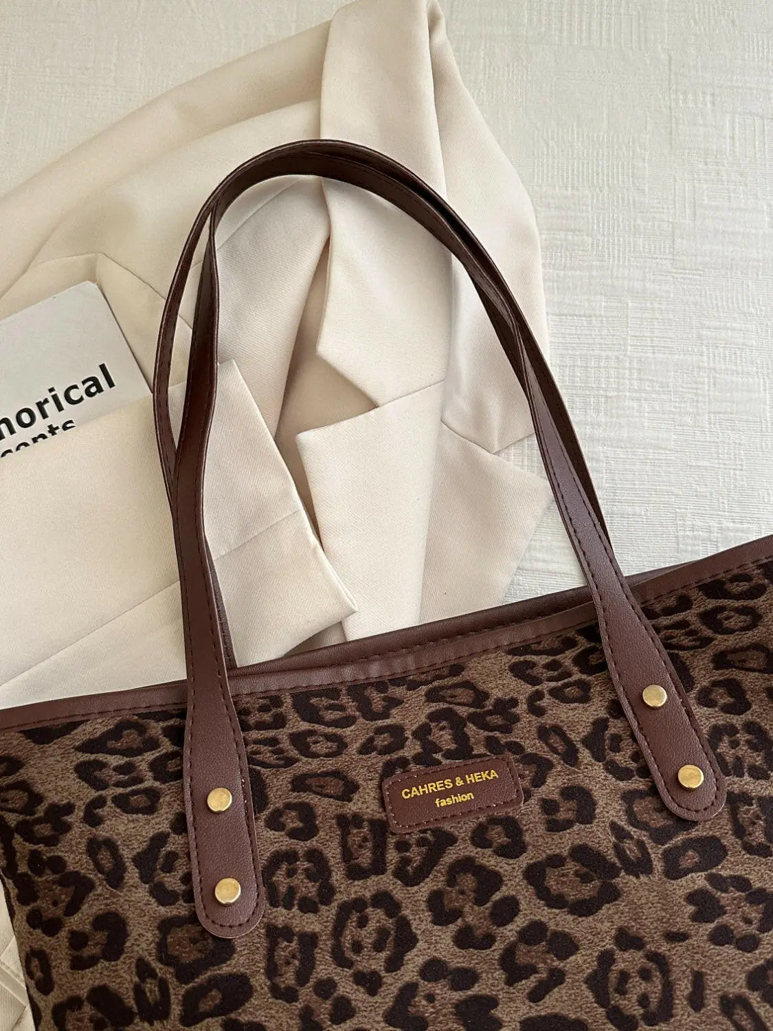 Leopard Polyester Tote Bag.