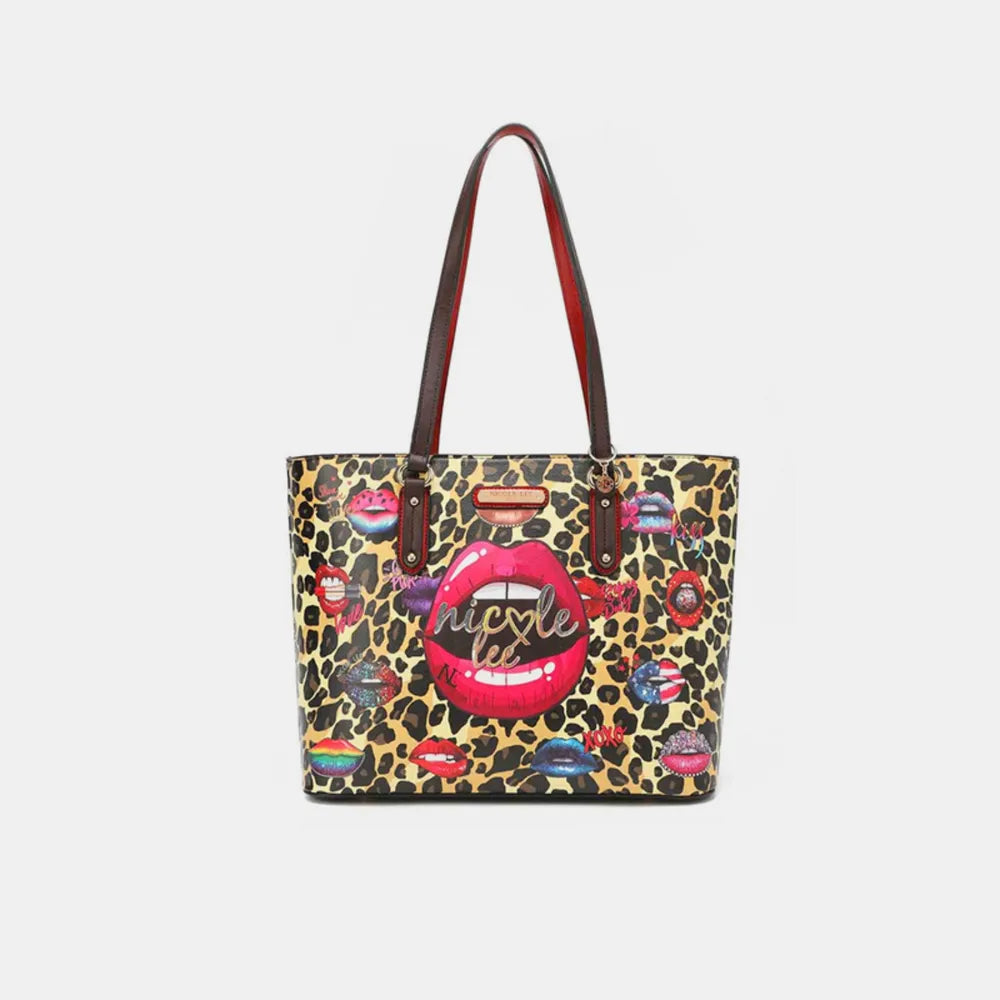 Nicole Lee USA 3-Piece Wild Lips Print Handbag Set - Premium handbags from Trendsi - Just $72.99! Shop now at Handbags Specialist Headquarter