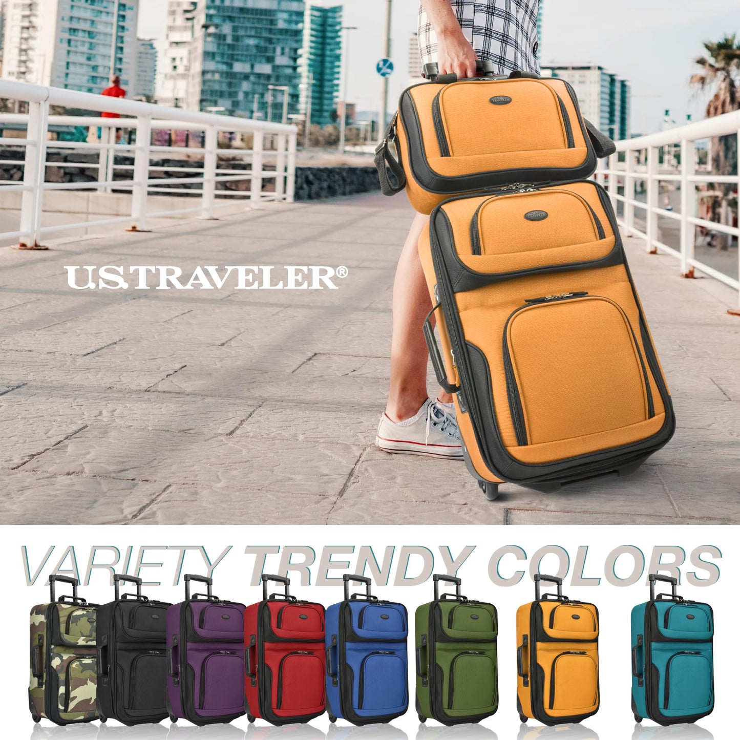 U.S. Traveler Rio Expandable Orange Carry-on