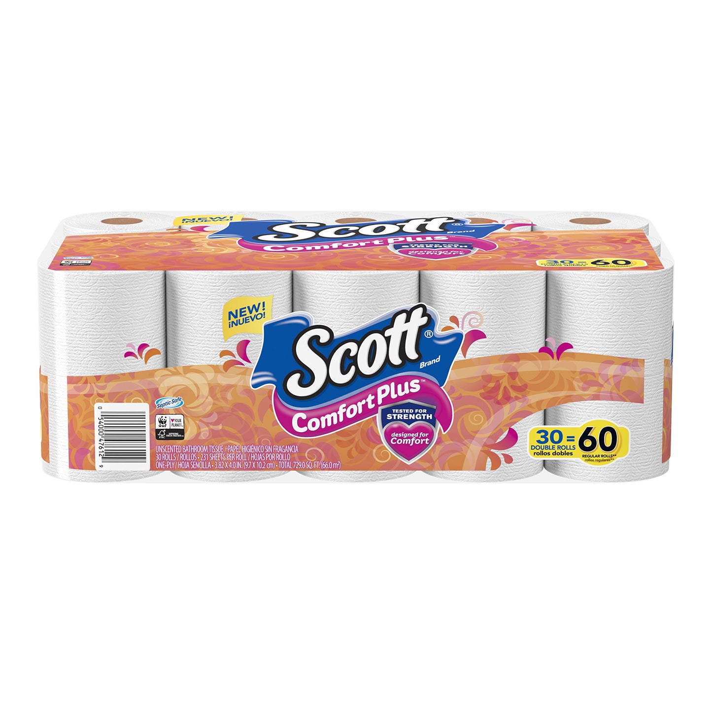 Scott Comfort+ 12 Double Rolls, 231 Sheets, Septic-Safe