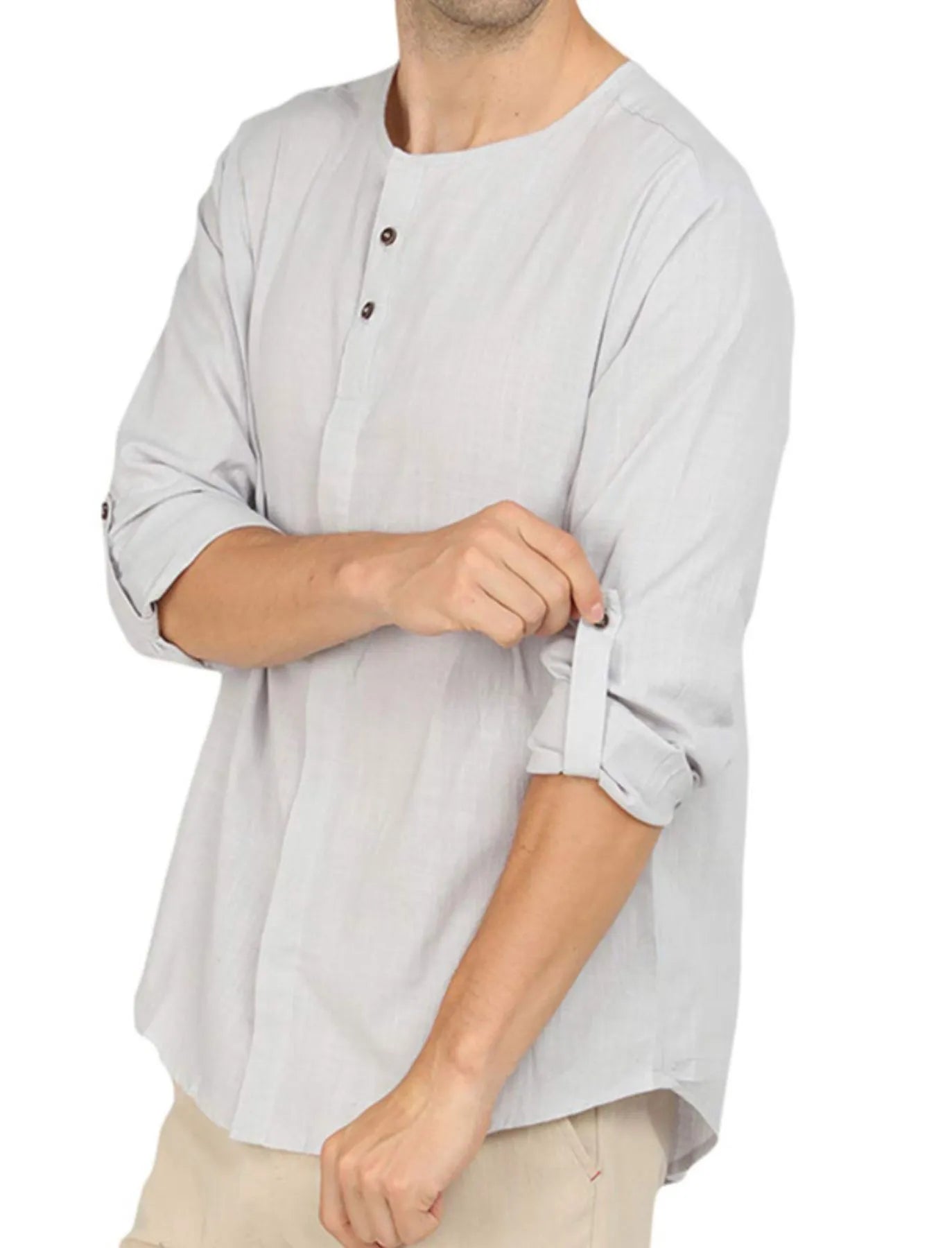 Men's Roll-Up Sleeve Linen Blend Polo Shirt - Premium Men's Polo shirt from Trendsi - Just $24.56! Shop now at Handbags Specialist Headquarter