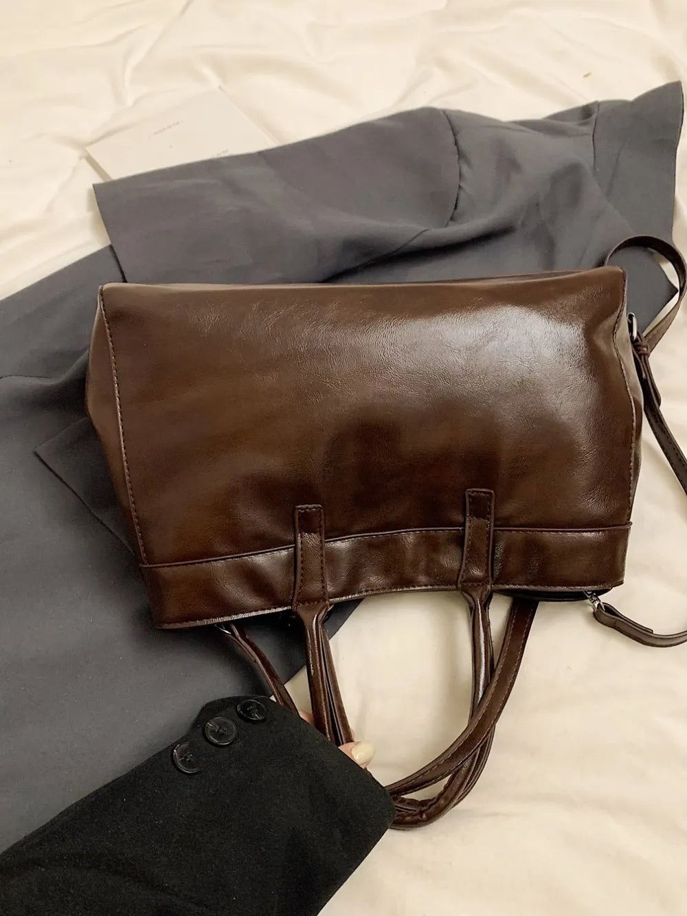 PU Leather Handbag with Pendant - Premium Tote Bag from Trendsi - Just $40.99! Shop now at Handbags Specialist Headquarter