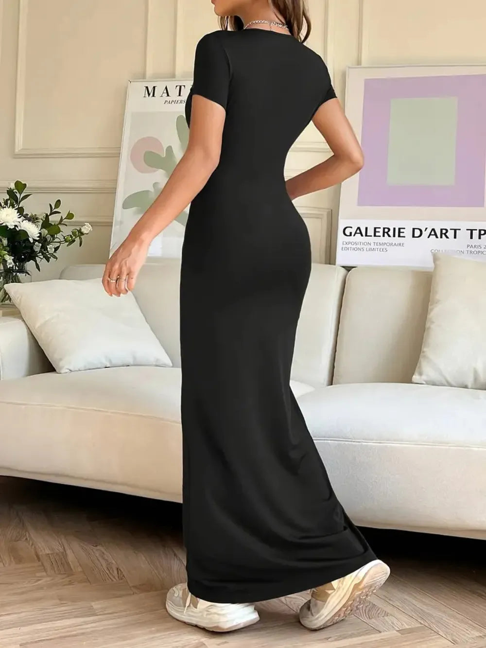 Short Sleeve Maxi Tee Dress - Premium Maxi Dress from Trendsi - Just $29.99! Shop now at Handbags Specialist Headquarter