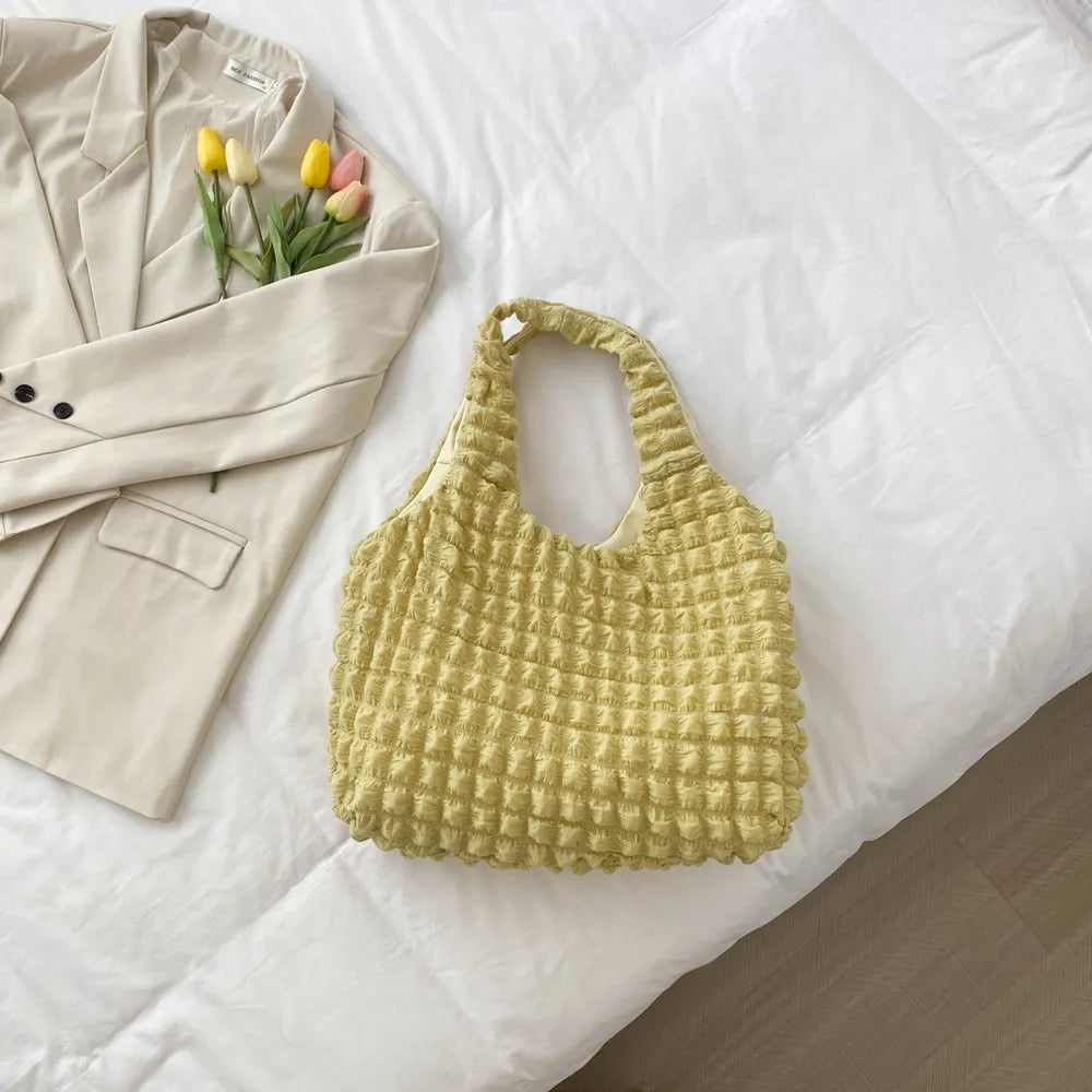 Ruched Polyester Large Handbag - Premium Tote Bag from Trendsi - Just $39.99! Shop now at Handbags Specialist Headquarter