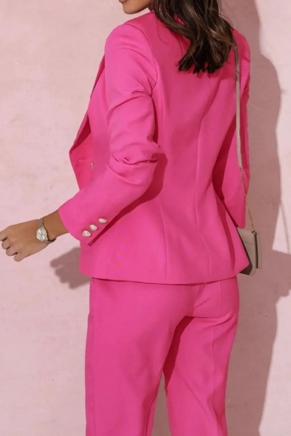 Full Size Lapel Collar Long Sleeve Blazer and Pants Set Plus Size - Premium Women Plus Size from Trendsi - Just $50.80! Shop now at Handbags Specialist Headquarter