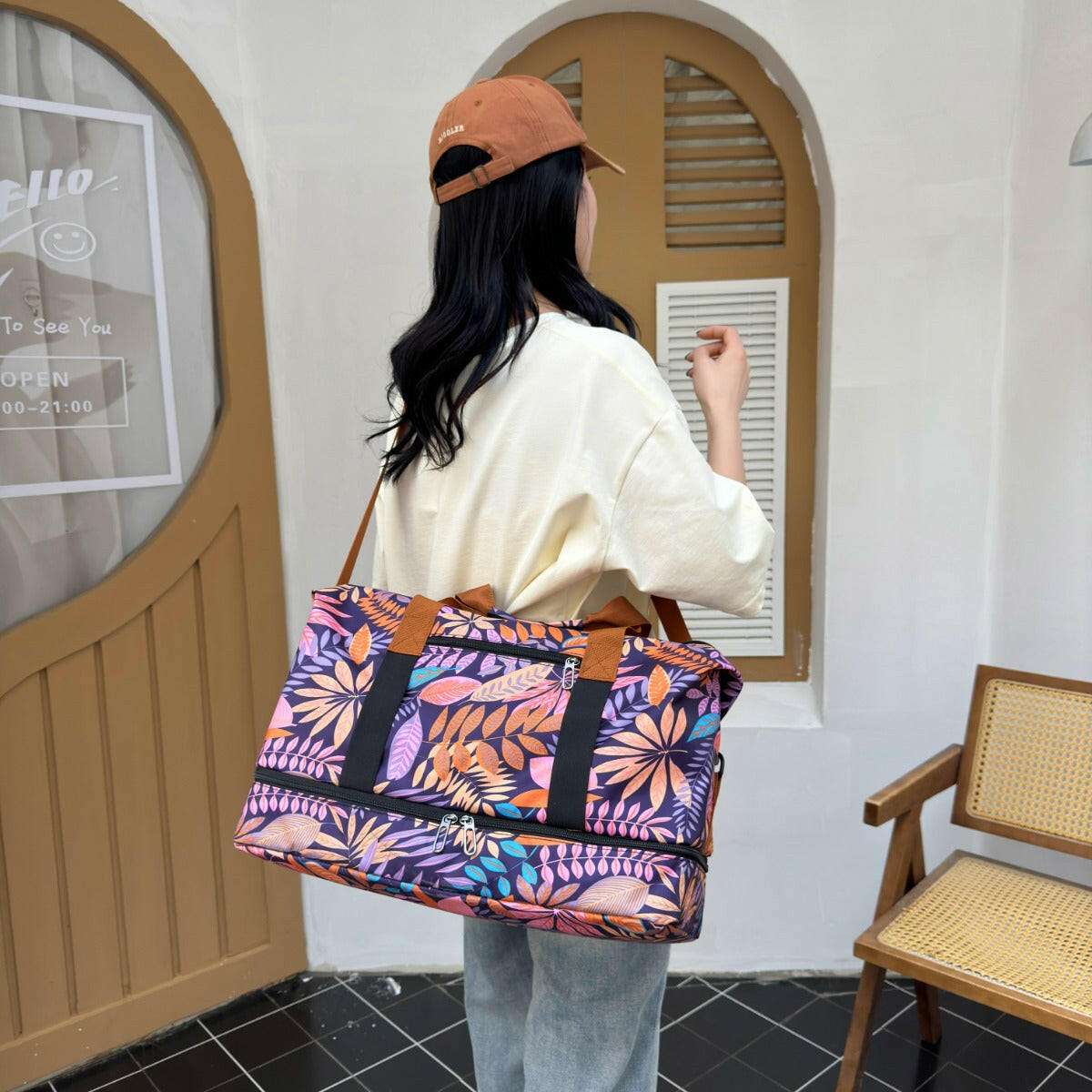 Canvas Printed Travel Bag - Premium Luggage Travel Bags from Trendsi - Just $38.99! Shop now at Handbags Specialist Headquarter