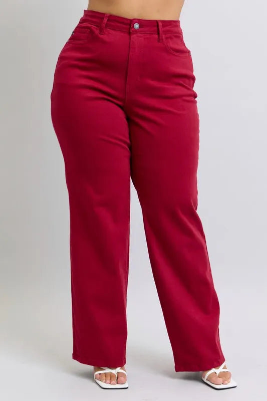 Judy Blue Full Size High Waist Heart Shaped Back Pockets 90's Straight Jeans Plus Size - Premium Women / Jeans & Denim from Trendsi - Just $63.99! Shop now at Handbags Specialist Headquarter