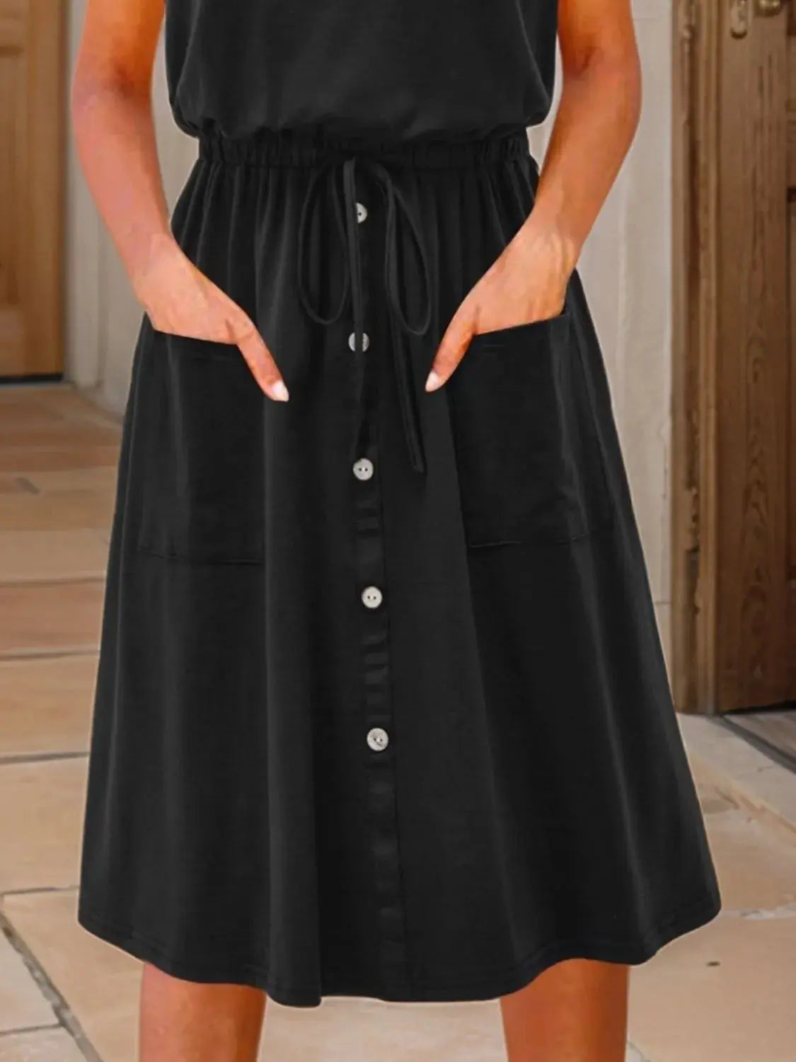 Full Size Round Neck Sleeveless Tank Dress Plus Size.