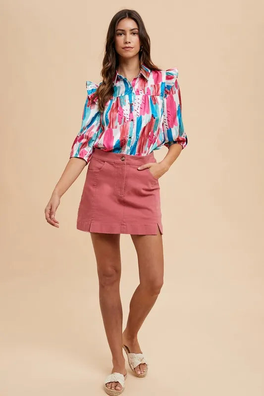 Annie Wear Comfort Stretch Cotton Slit Detailed Mini Skirt - Premium Skirts from Trendsi - Just $26.99! Shop now at Handbags Specialist Headquarter
