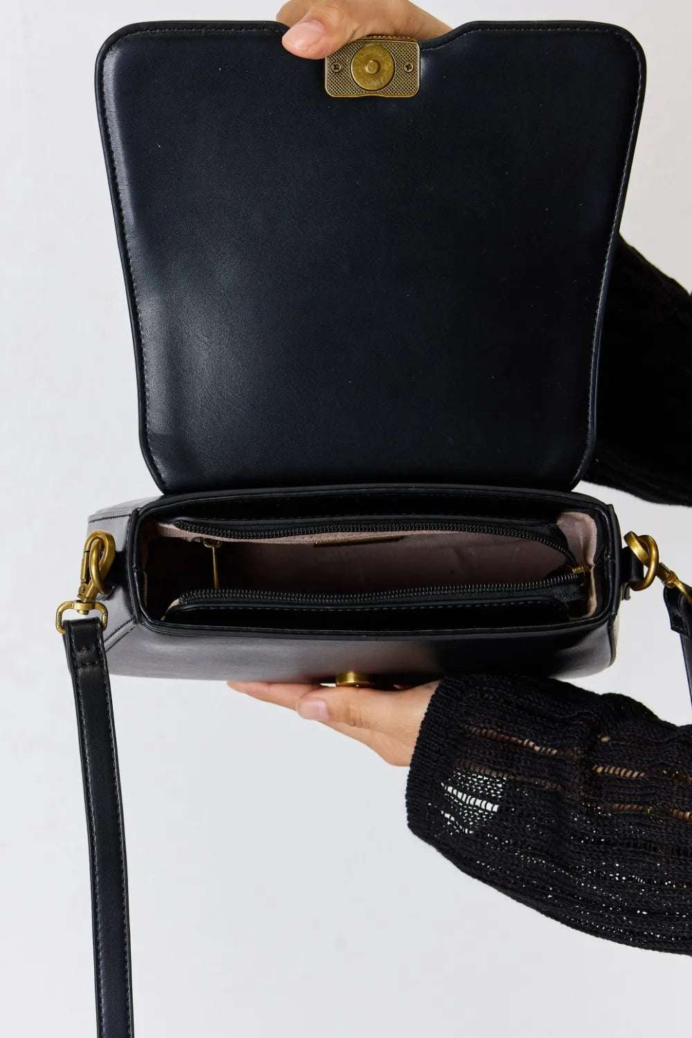David Jones PU Leather Crossbody Bag - Premium Crossbody Bag from Trendsi - Just $40.99! Shop now at Handbags Specialist Headquarter