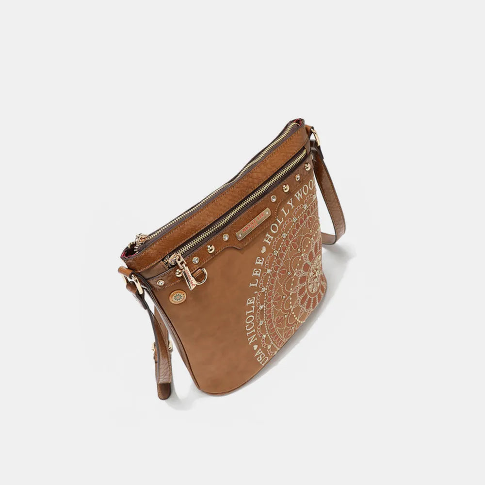 Nicole Lee USA Metallic Stitching Embroidery Inlaid Rhinestone Crossbody Bag - Premium Wallet from Trendsi - Just $58.99! Shop now at Handbags Specialist Headquarter