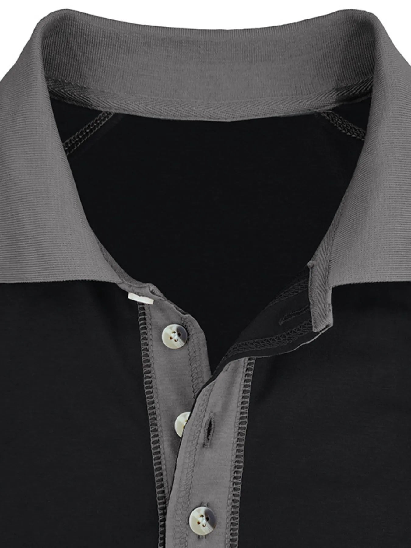 Men's Contrast Collar Long Sleeve Polo Shirt - Premium Men's Polo shirt from Trendsi - Just $41.96! Shop now at Handbags Specialist Headquarter